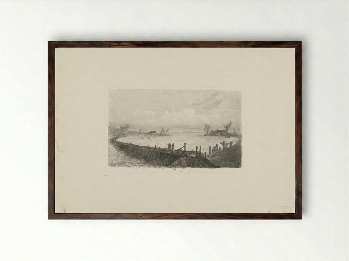 Beringing van de doorbraak te Speet - Mari ten Kate - Framed Print Dark Wood
