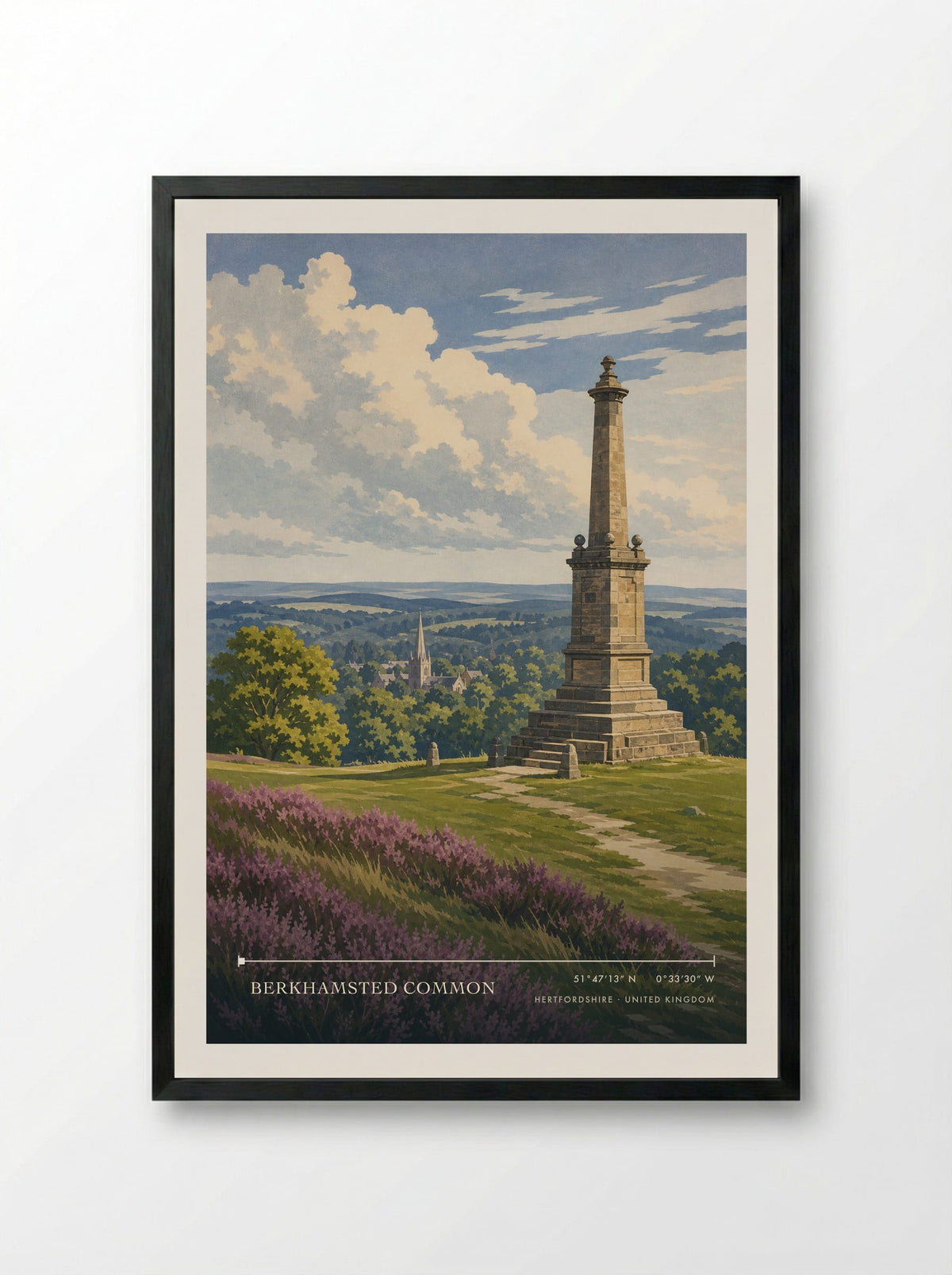 Berkhamsted Common Hertfordshire United Kingdom Travel Poster - Framed Print Black