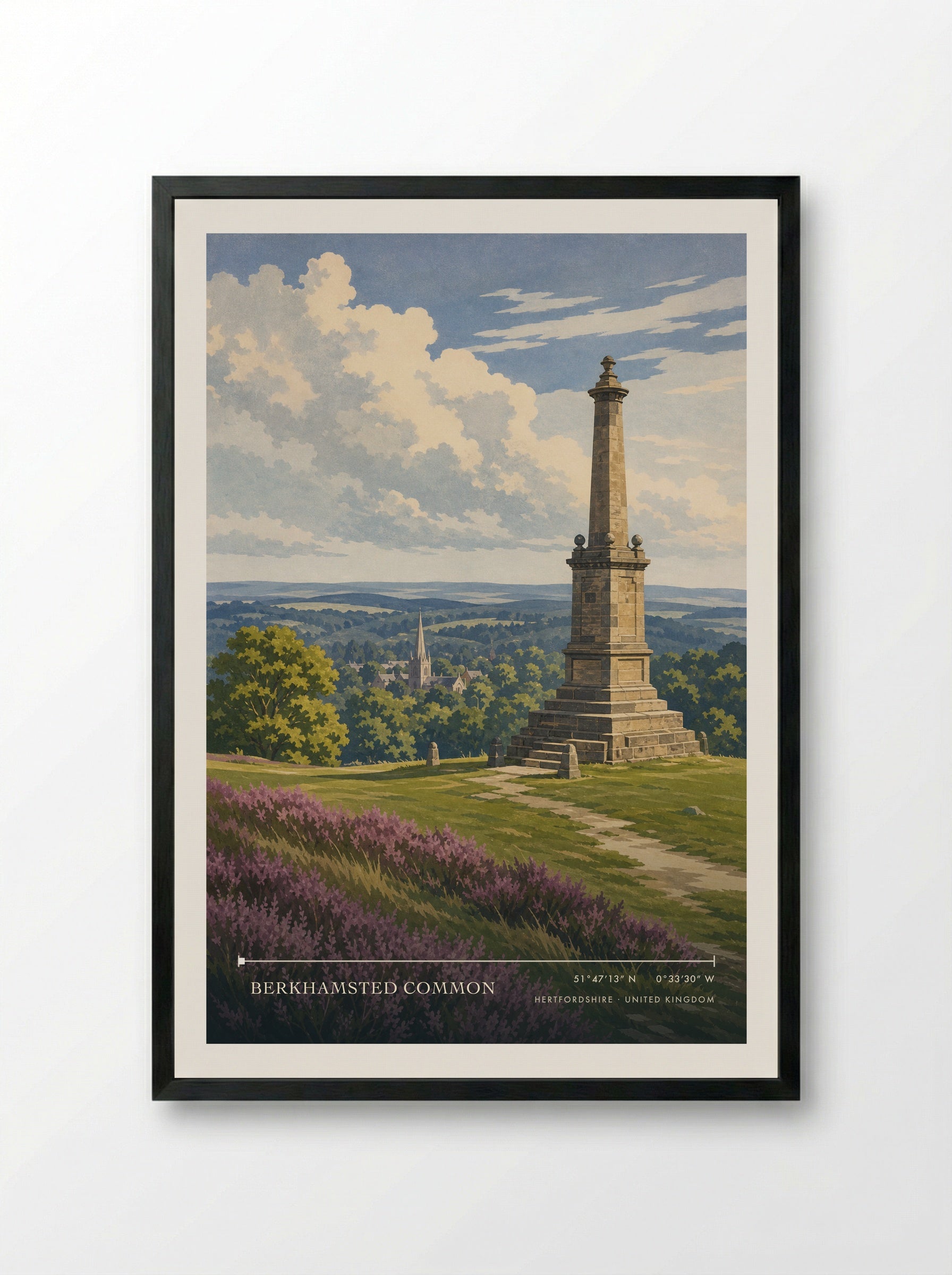 Berkhamsted Common Hertfordshire United Kingdom Travel Poster - Framed Print Black