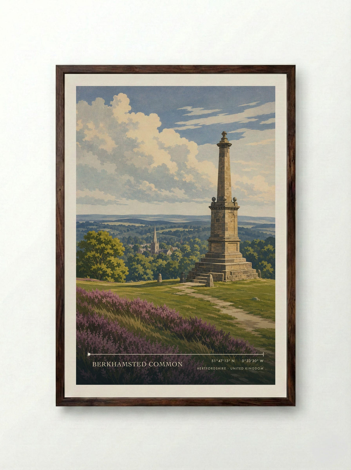 Berkhamsted Common Hertfordshire United Kingdom Travel Poster - Framed Print Dark Wood