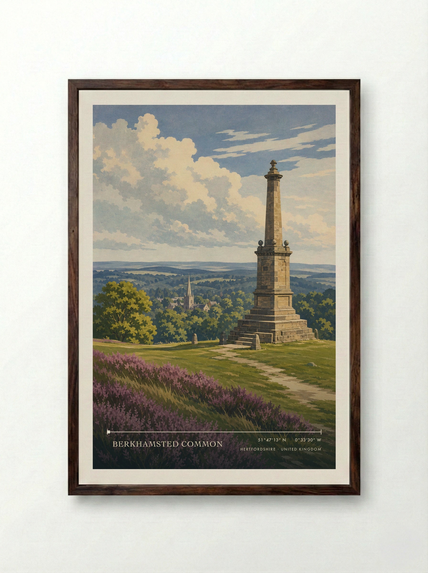 Berkhamsted Common Hertfordshire United Kingdom Travel Poster - Framed Print Dark Wood