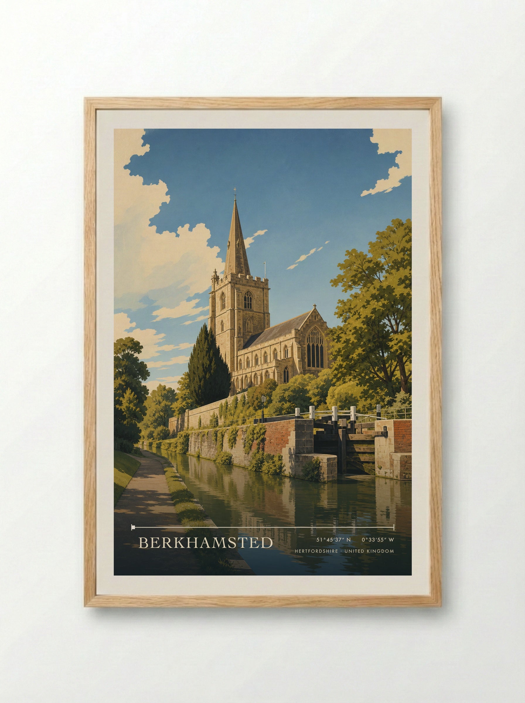 Berkhamsted Hertfordshire United Kingdom Travel Poster - Framed Print Wood