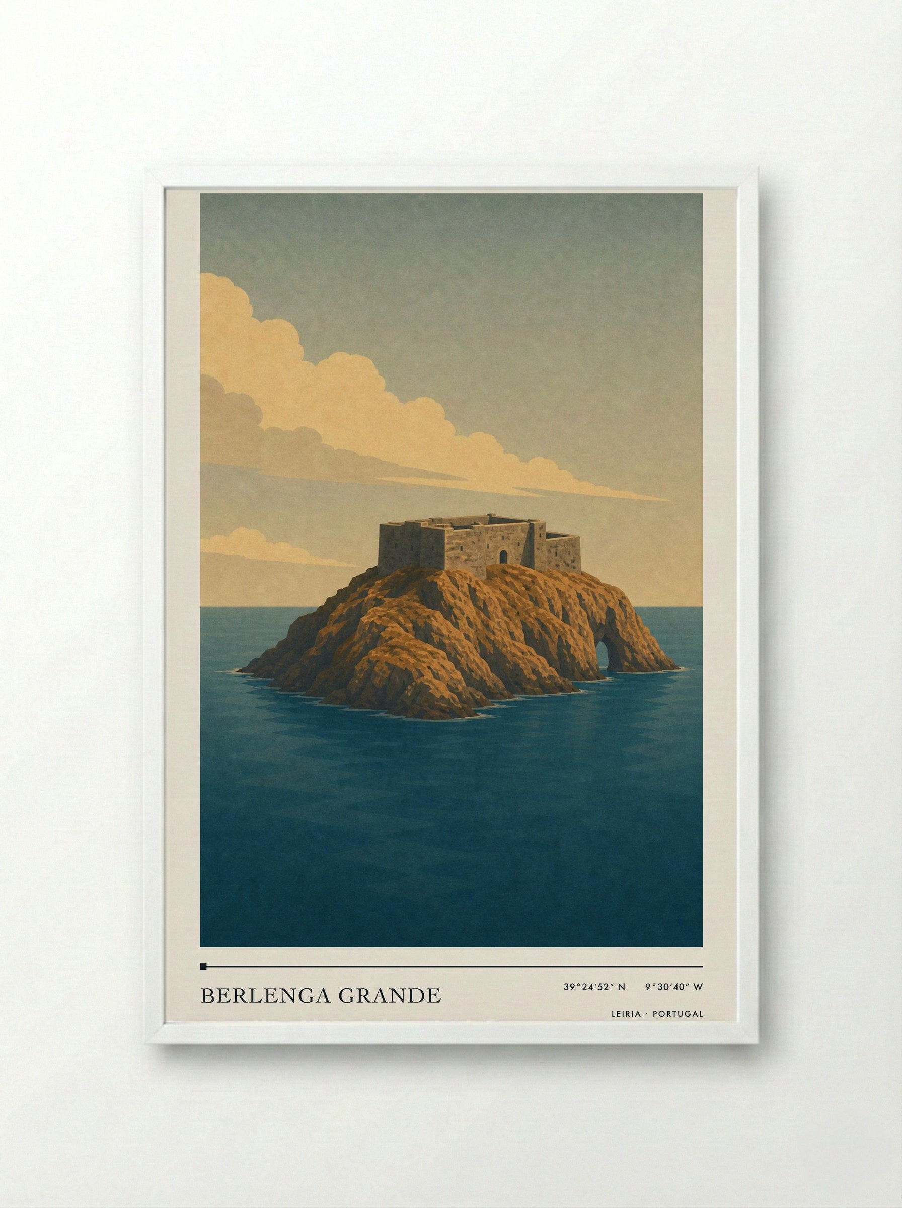 Berlenga Grande Travel Poster Artwork - Framed Print White