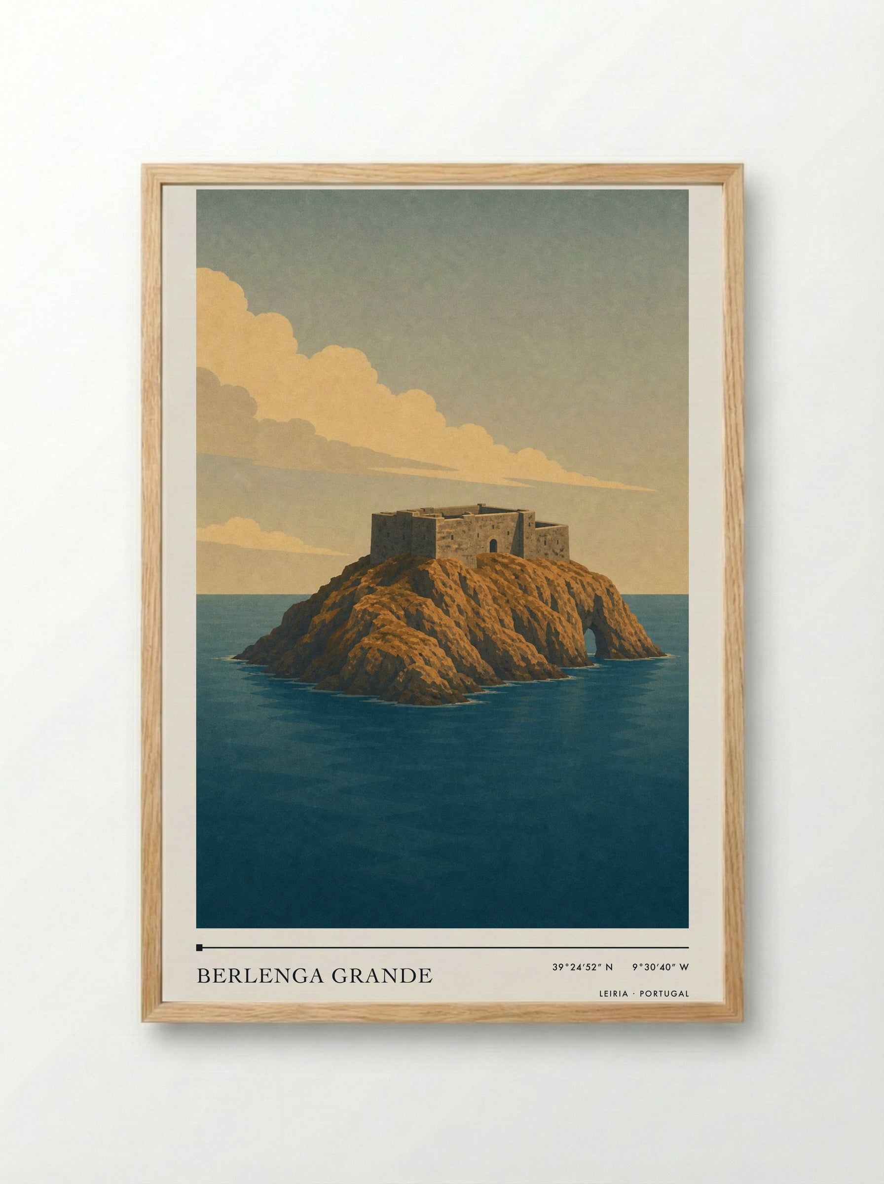 Berlenga Grande Travel Poster Artwork - Framed Print Wood