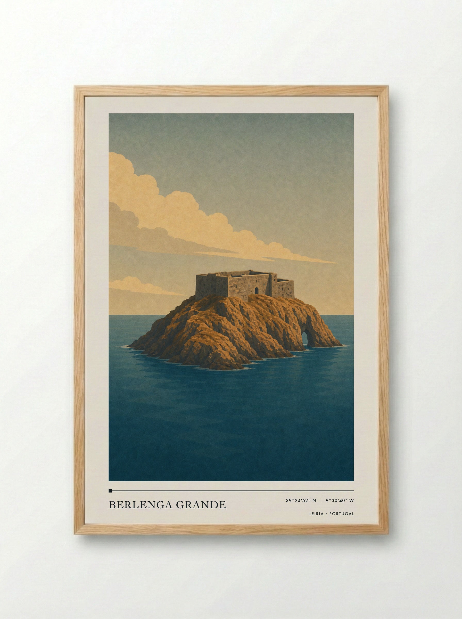 Berlenga Grande Travel Poster Artwork - Framed Print Wood