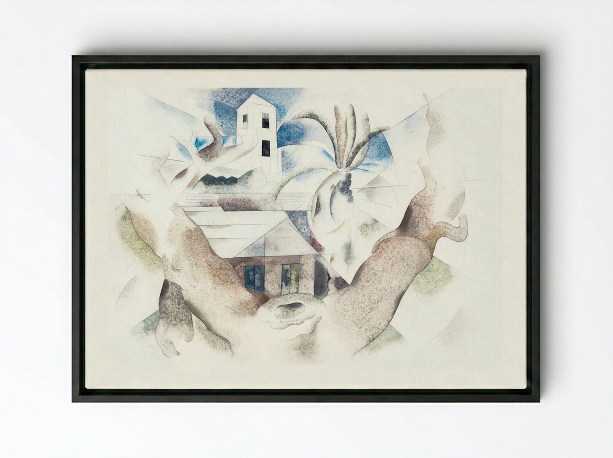 Bermuda No. 1, Tree and House - Charles Demuth - Framed Canvas Black