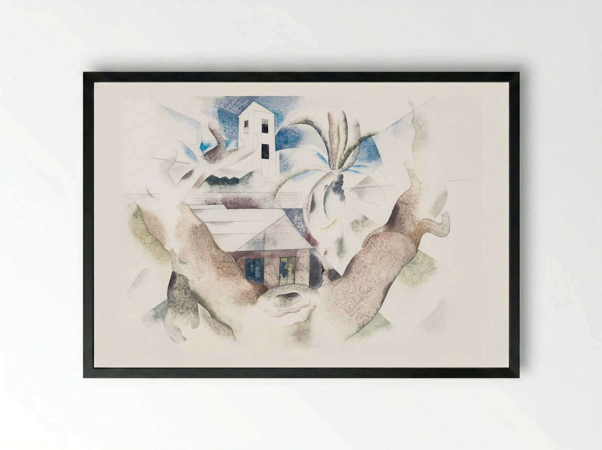 Bermuda No. 1, Tree and House - Charles Demuth - Framed Print Black