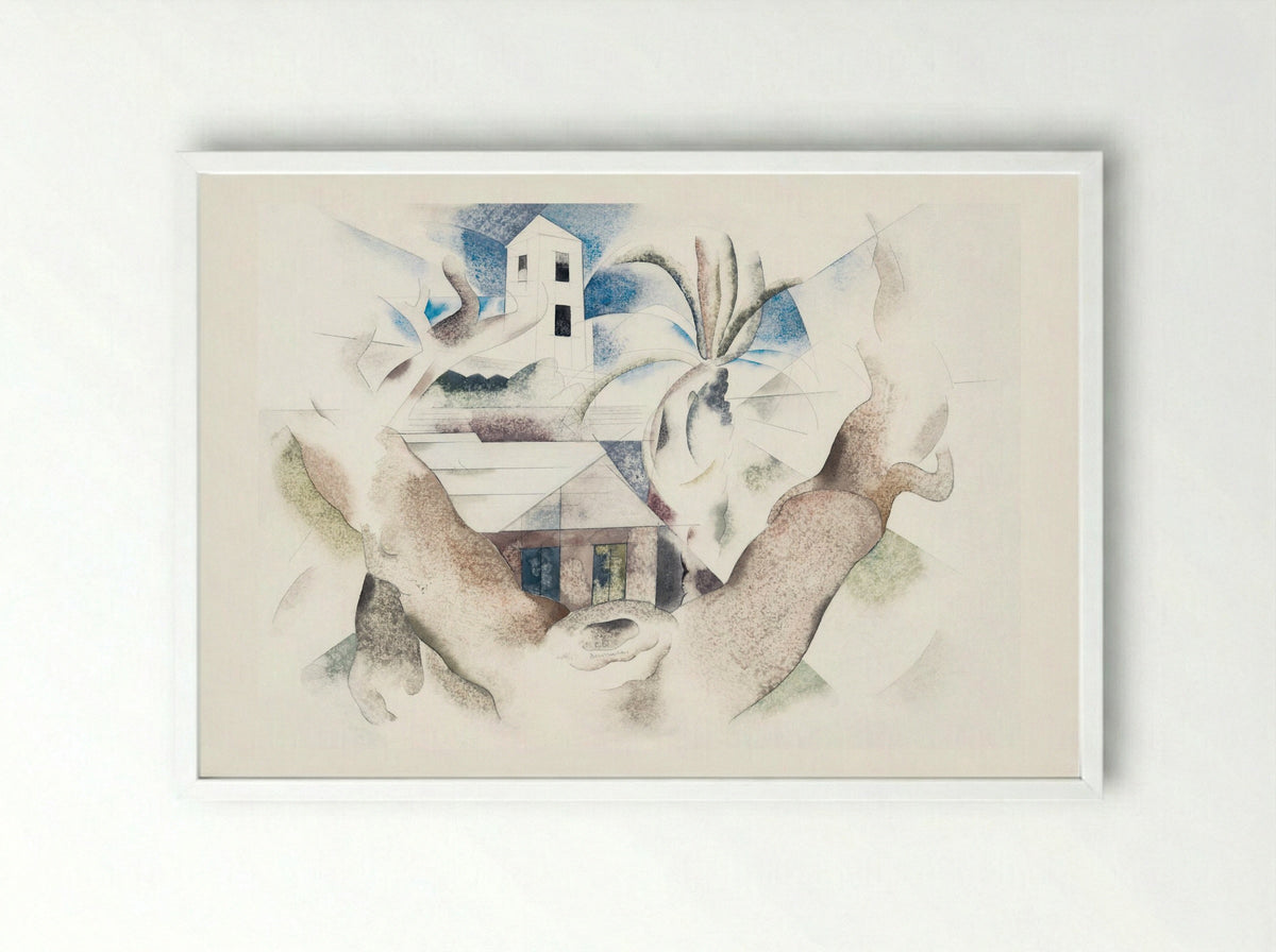 Bermuda No. 1, Tree and House - Charles Demuth - Framed Print White