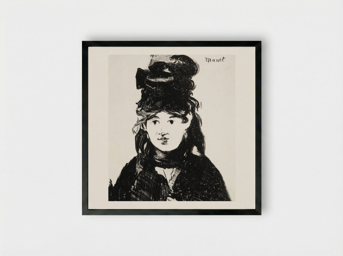 Berthe Morisot in Black - Édouard Manet - Framed Print Black