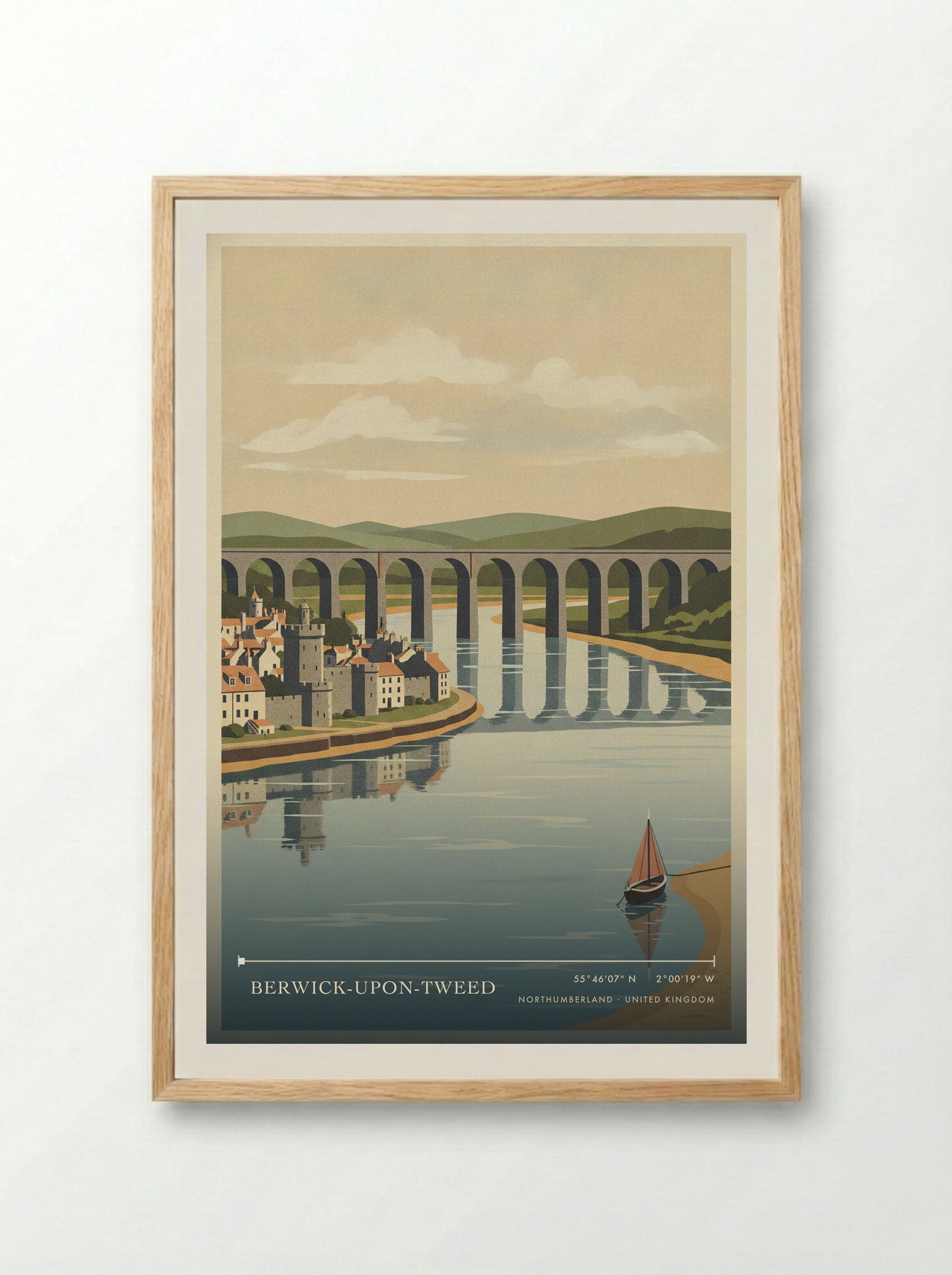 Berwick-Upon-Tweed Northumberland United Kingdom Travel Poster - Framed Print Wood