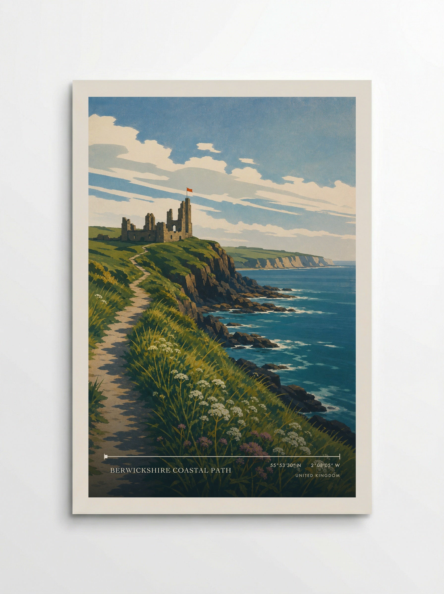 Berwickshire Coastal Path United Kingdom Travel Poster - Poster