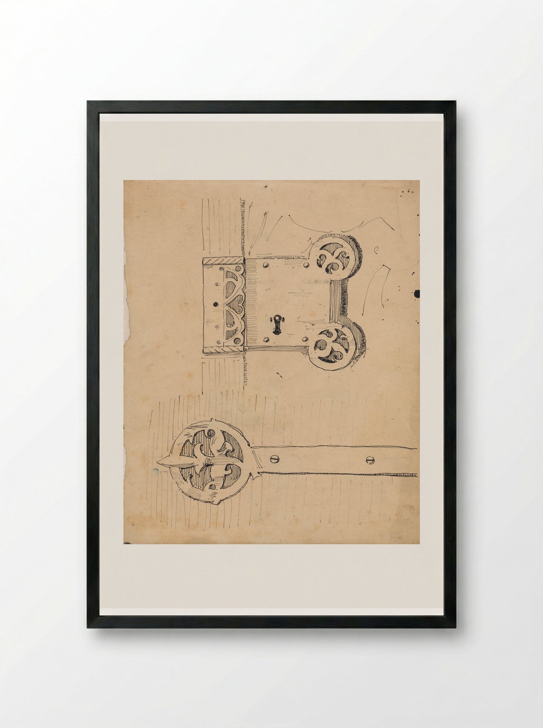 Beslag en slot (Metalwork and Lock Design) - Theo Nieuwenhuis - Framed Print Black