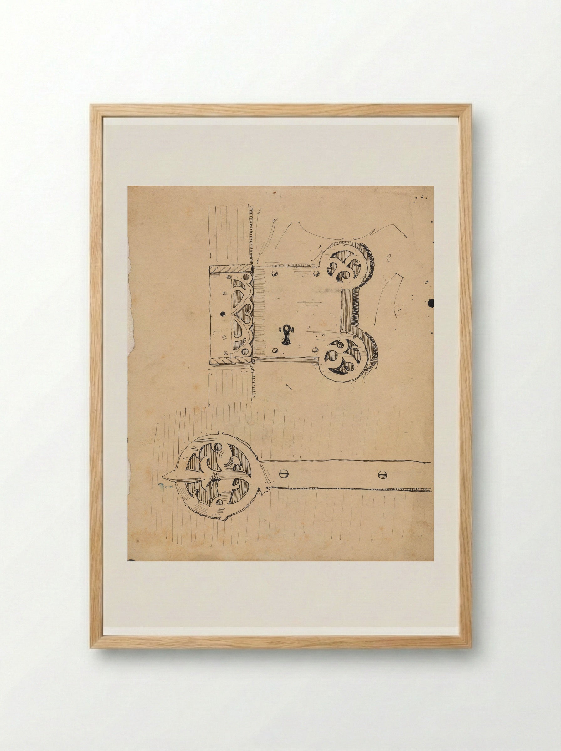 Beslag en slot (Metalwork and Lock Design) - Theo Nieuwenhuis - Framed Print Wood