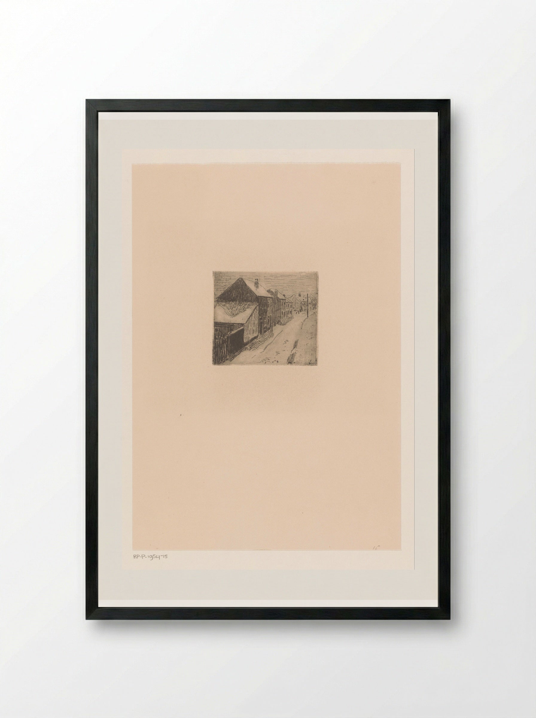 Besneeuwde dorpsstraat - Rik Wouters - Framed Print Black