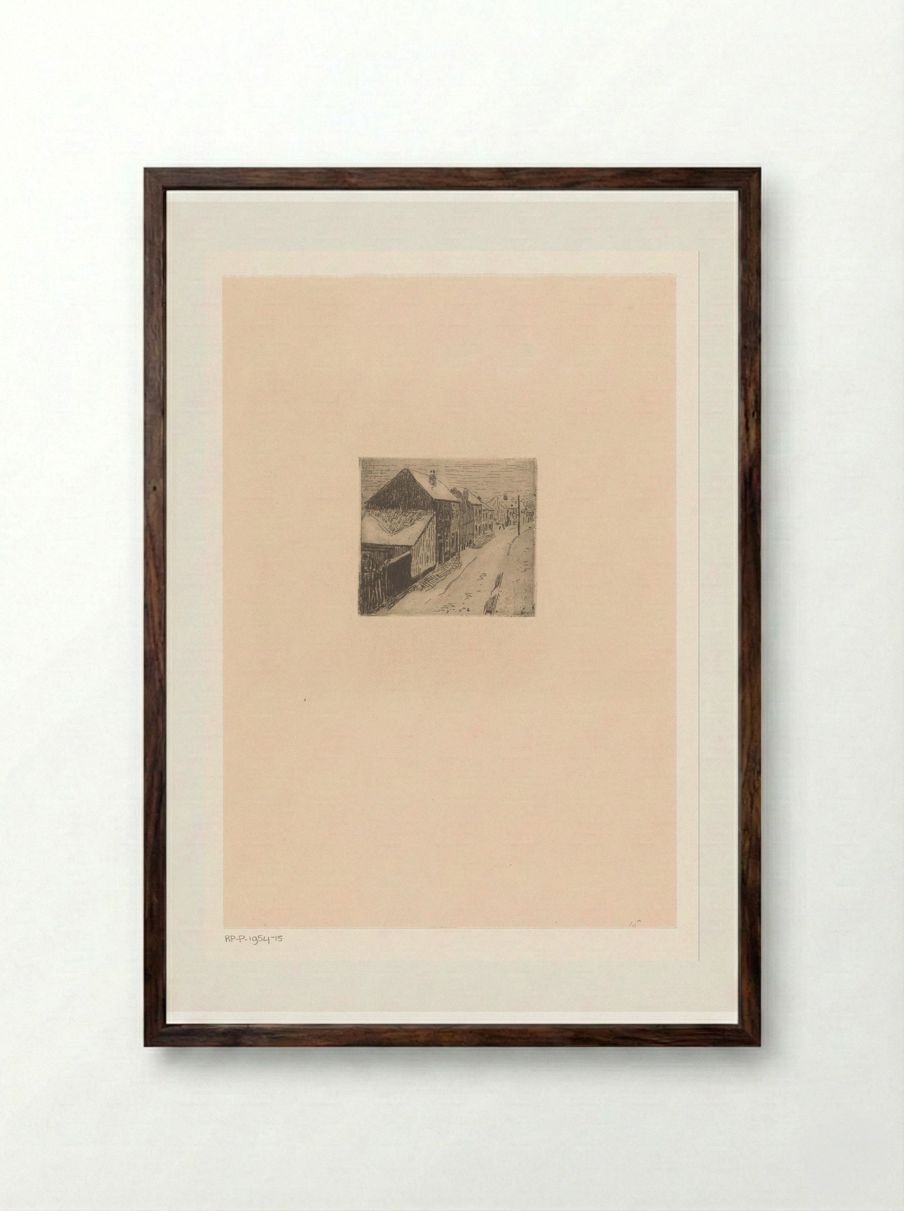Besneeuwde dorpsstraat - Rik Wouters - Framed Print Dark Wood