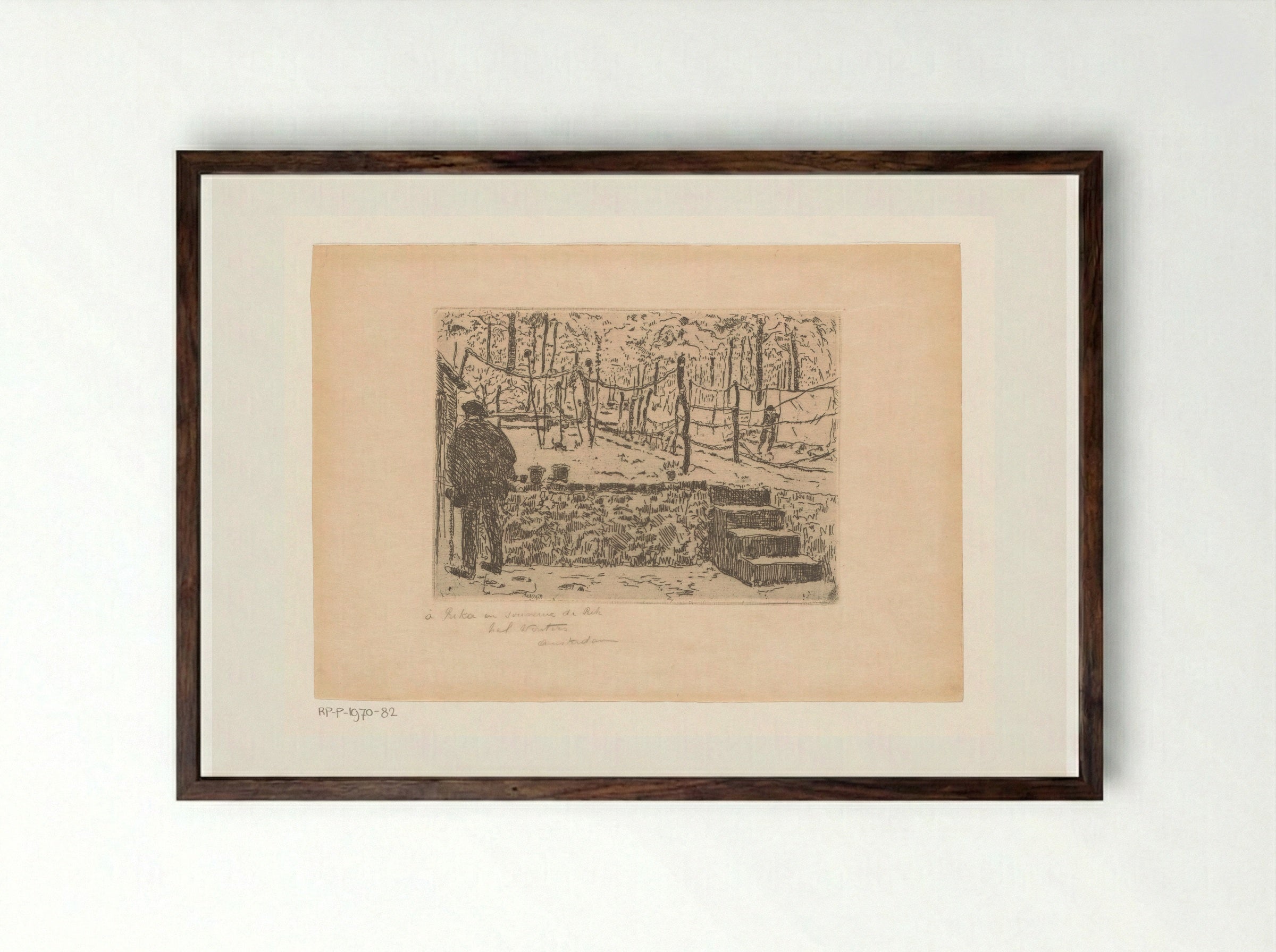 Besneeuwde tuin te Bosvoorde - Rik Wouters - Framed Print Dark Wood