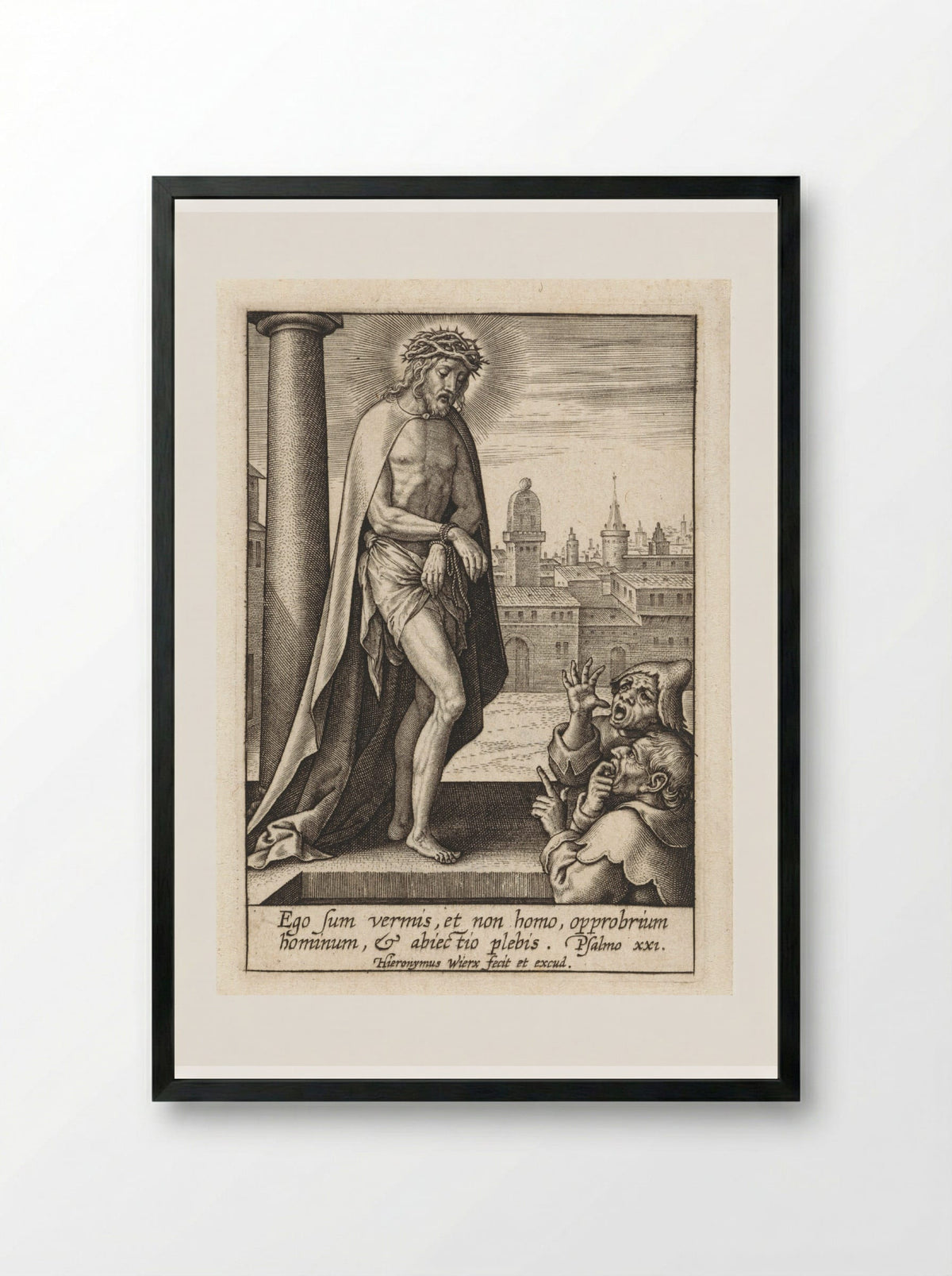 Bespotting van Christus - Hieronymus Wierix - Framed Print Black