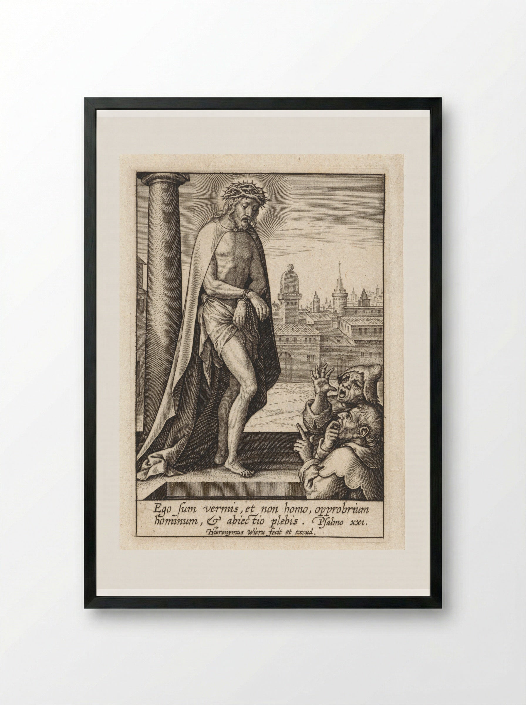 Bespotting van Christus - Hieronymus Wierix - Framed Print Black