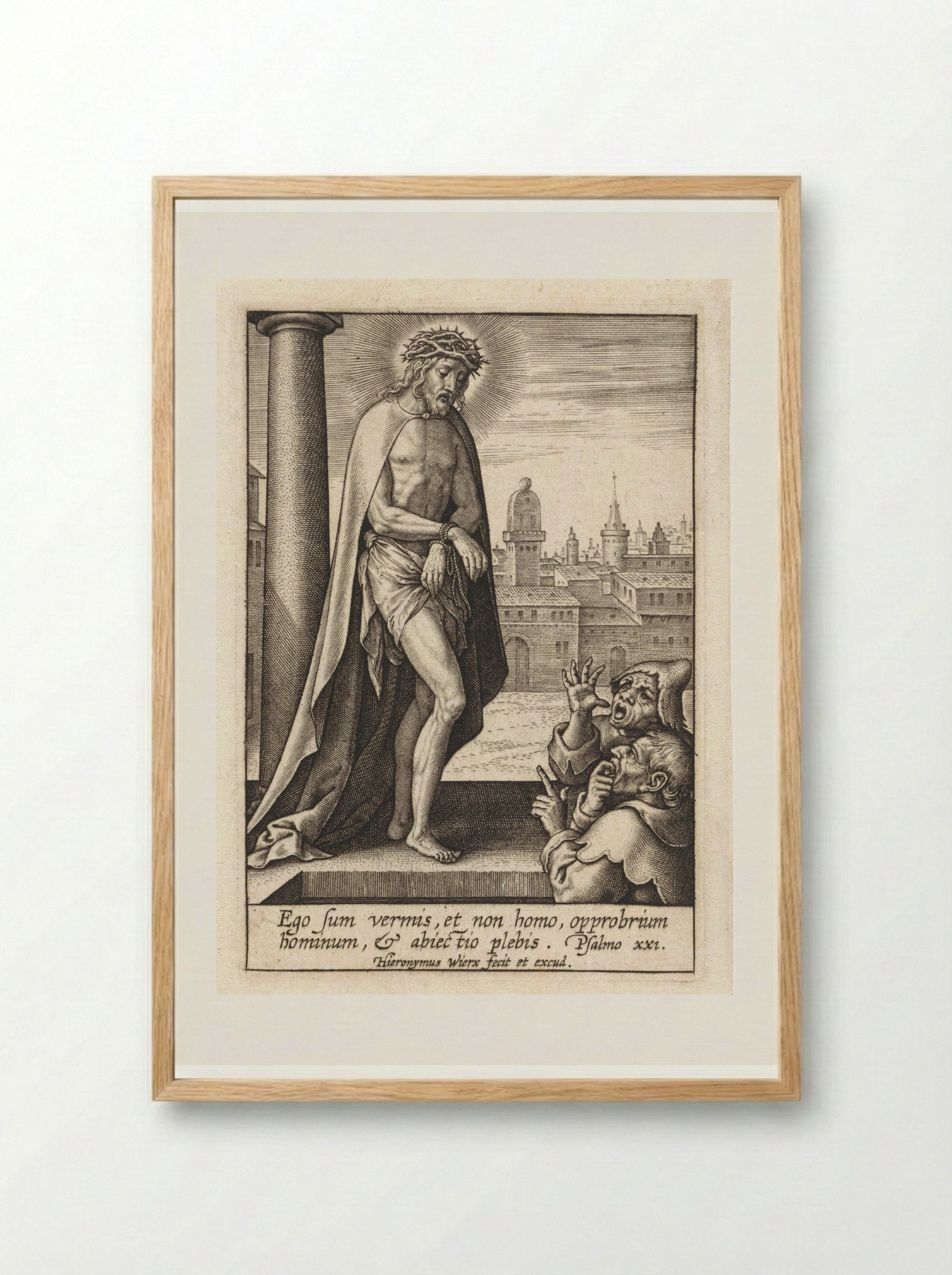 Bespotting van Christus - Hieronymus Wierix - Framed Print Wood