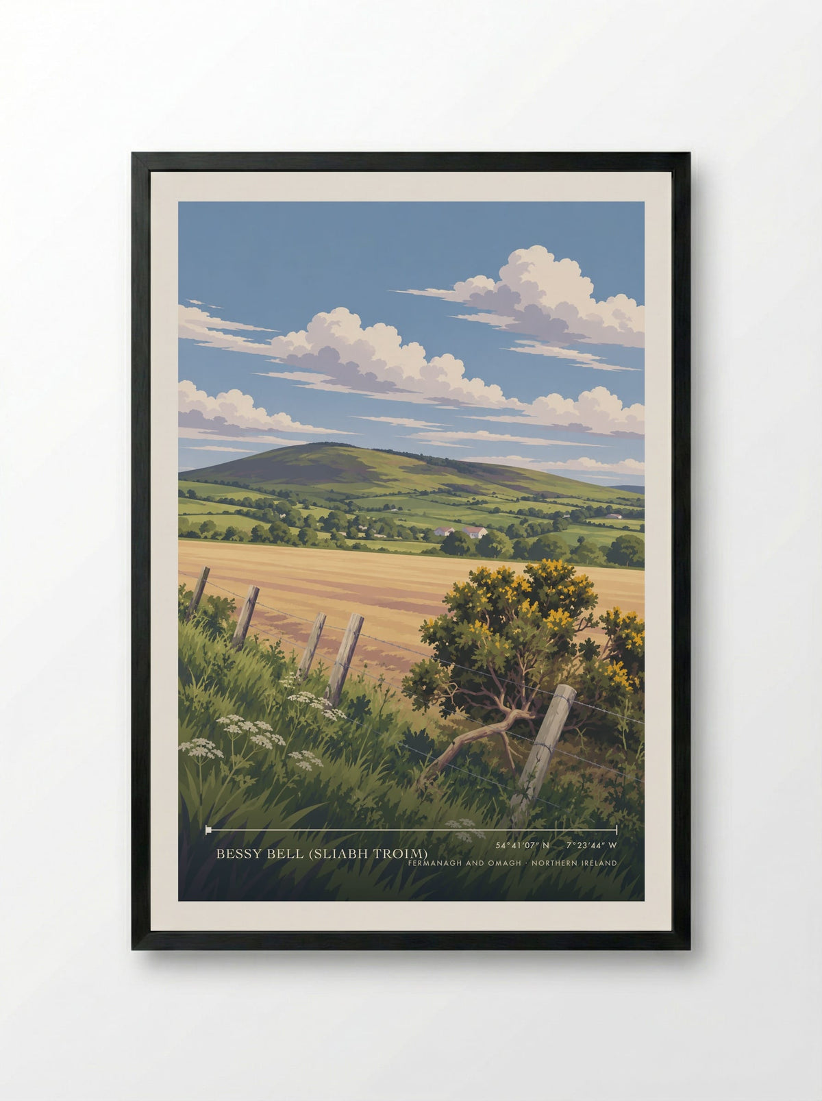 Bessy Bell (Sliabh Troim), Fermanagh and Omagh | Travel Poster - Framed Print Black