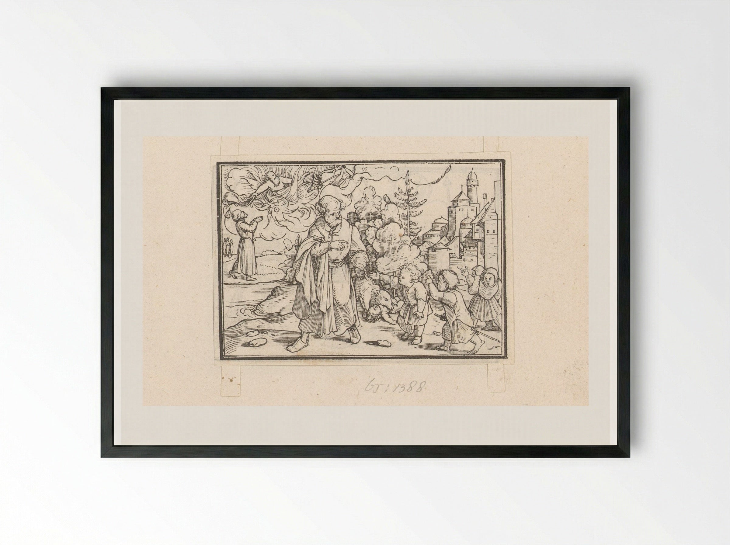 Bestraffing van de kinderen die Elisa bespotten - Veit Rudolf Specklin - Framed Print Black