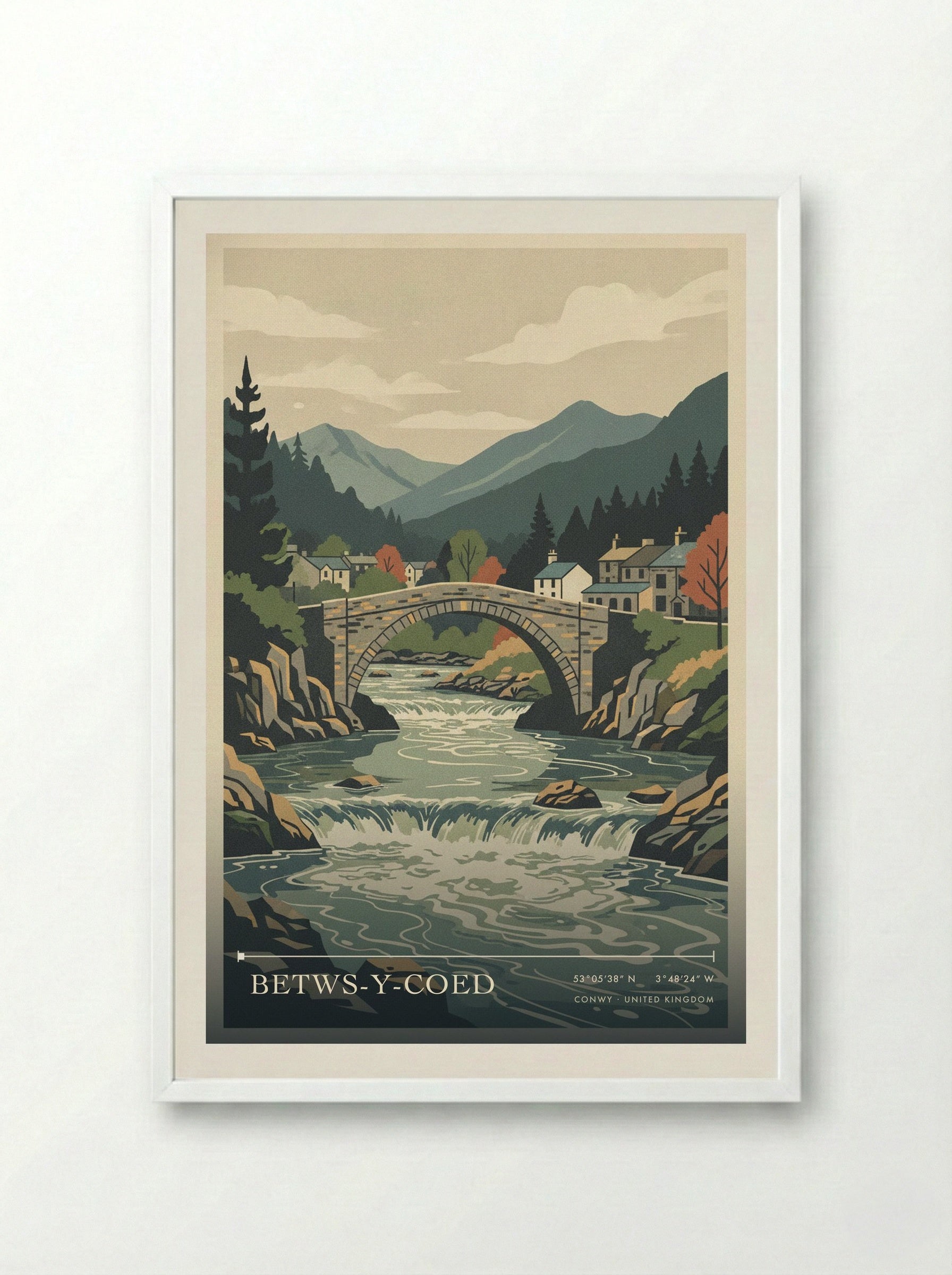 Betws-y-Coed Conwy United Kingdom Travel Poster - Framed Print White
