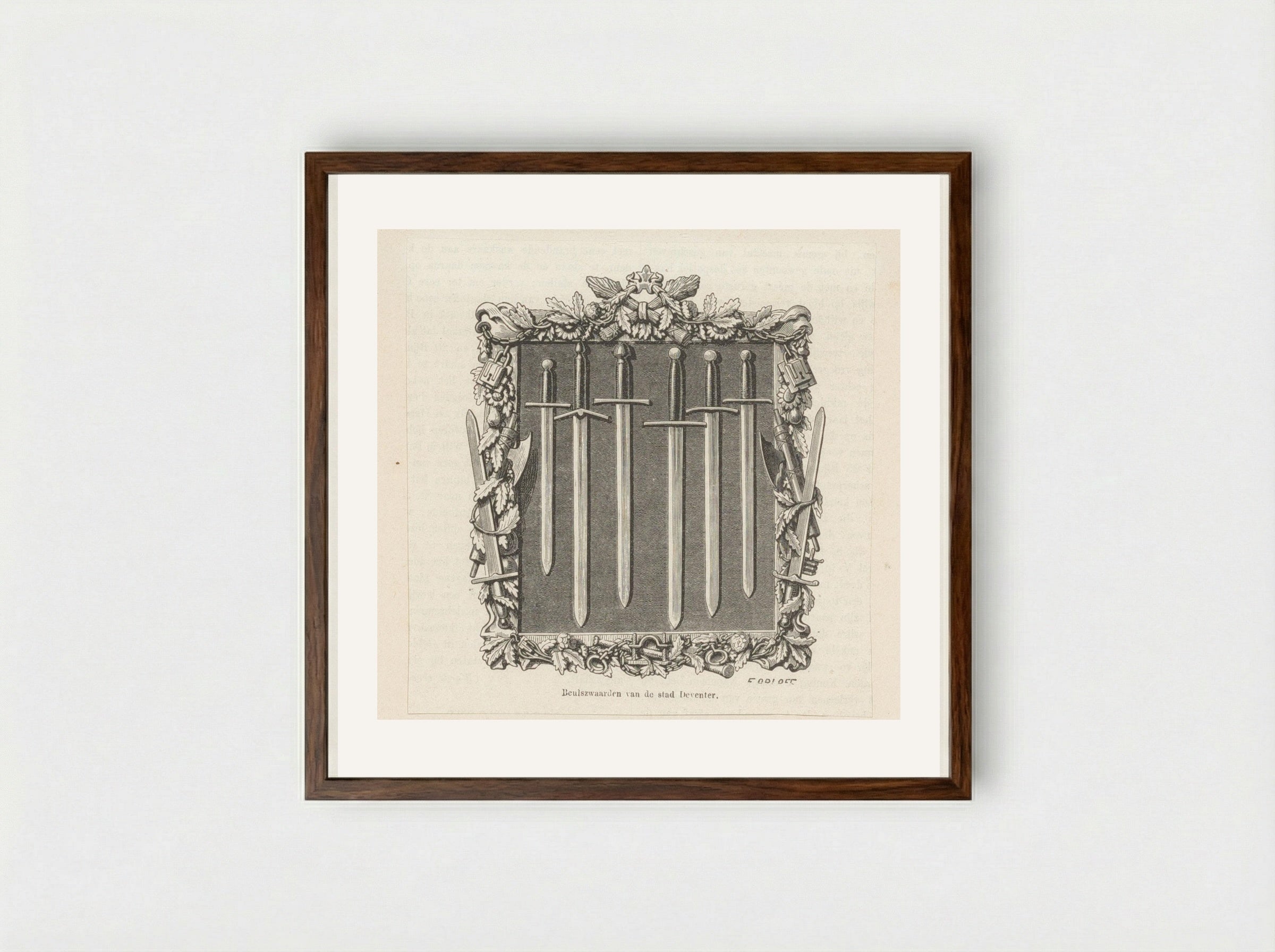Beulszwaarden van de stad Deventer - David van der Kellen - Framed Print Dark Wood