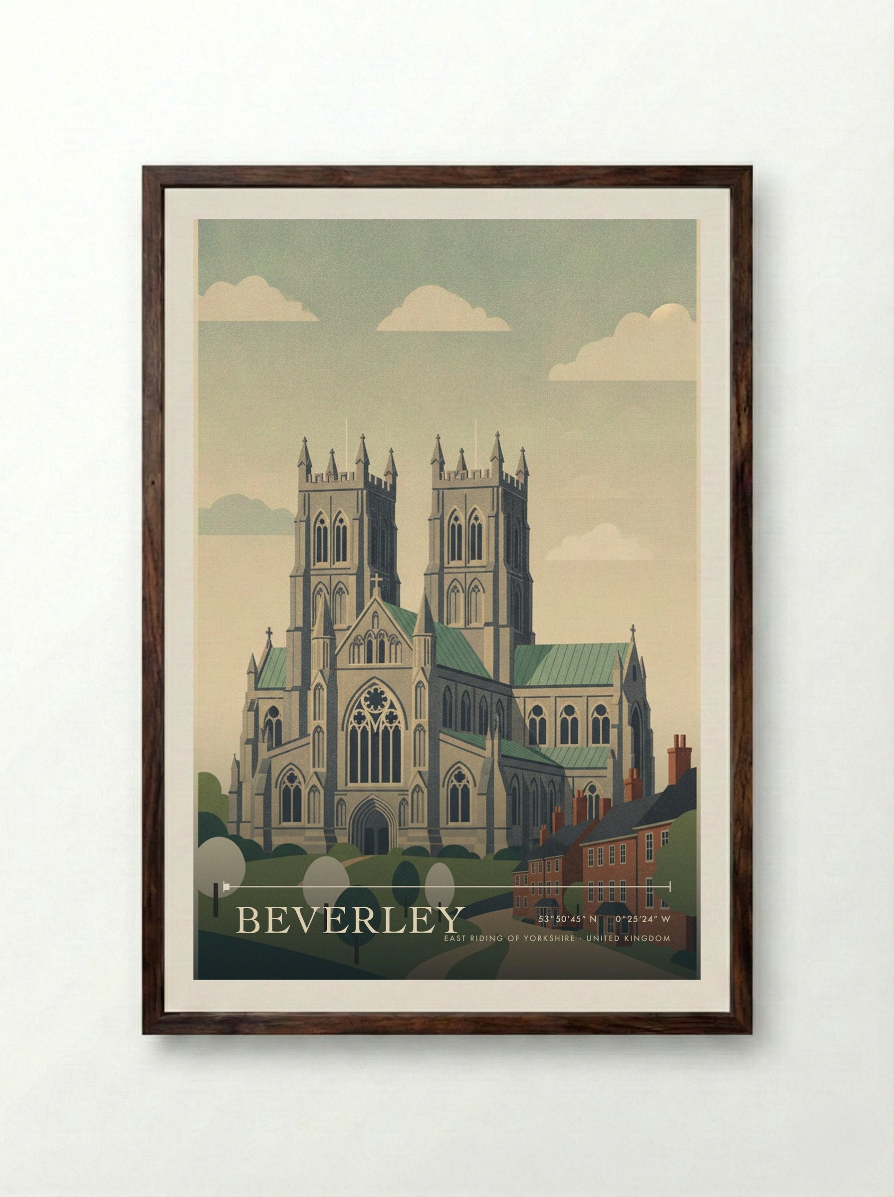 Beverley East Riding of Yorkshire United Kingdom Travel Poster - Framed Print Dark Wood