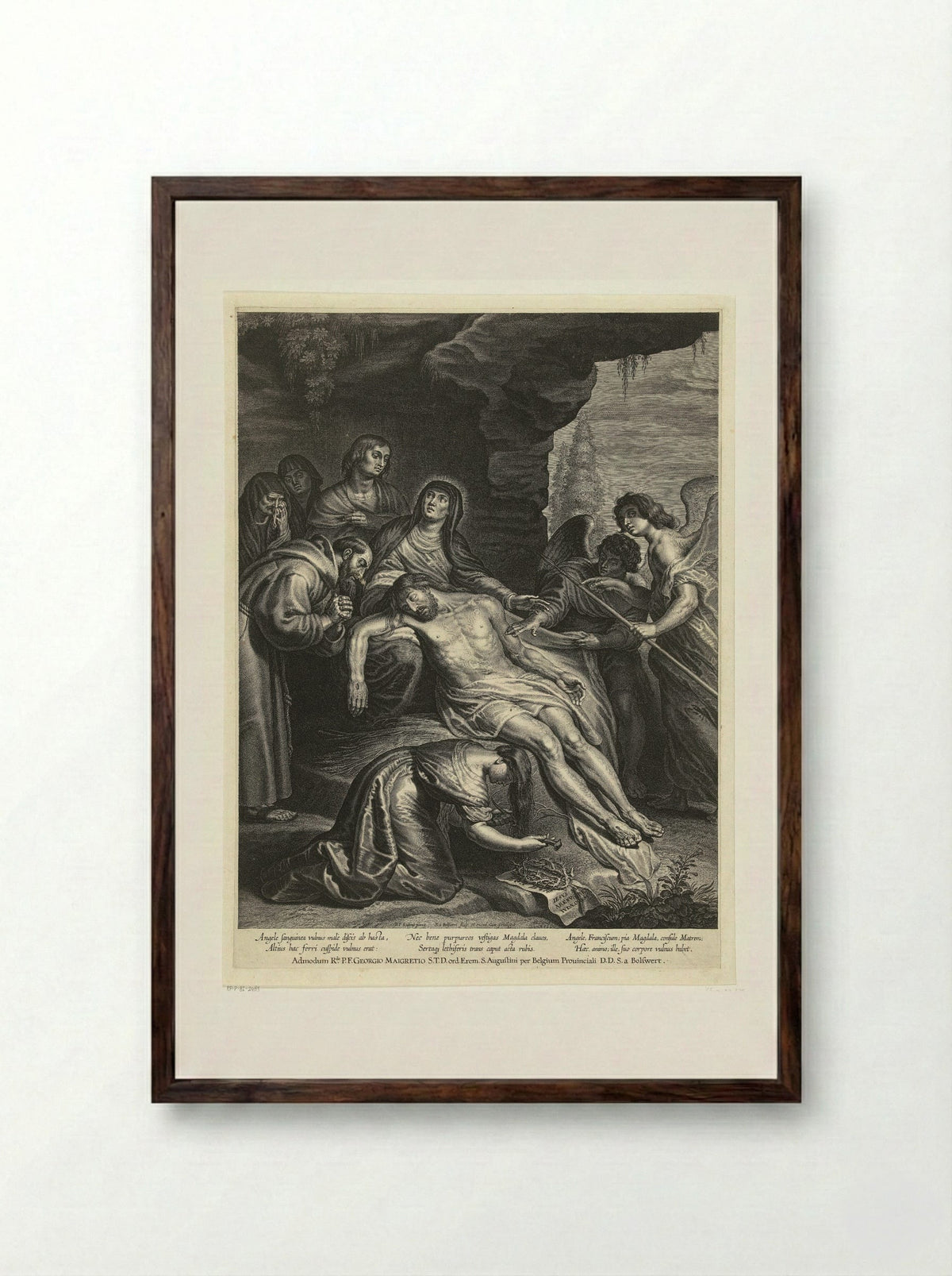 Bewening van Christus - Schelte Adamsz. Bolswert - Framed Print Dark Wood