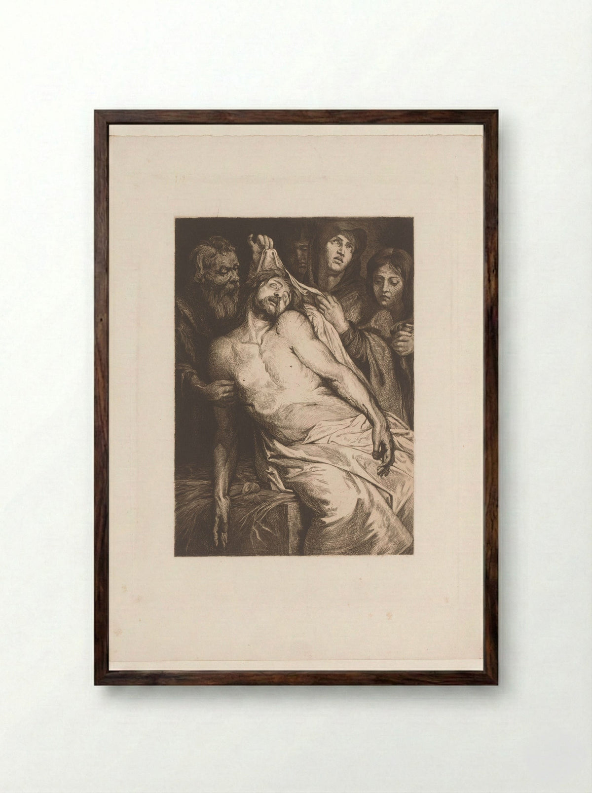 Bewening van Christus - Josué Dupon - Framed Print Dark Wood