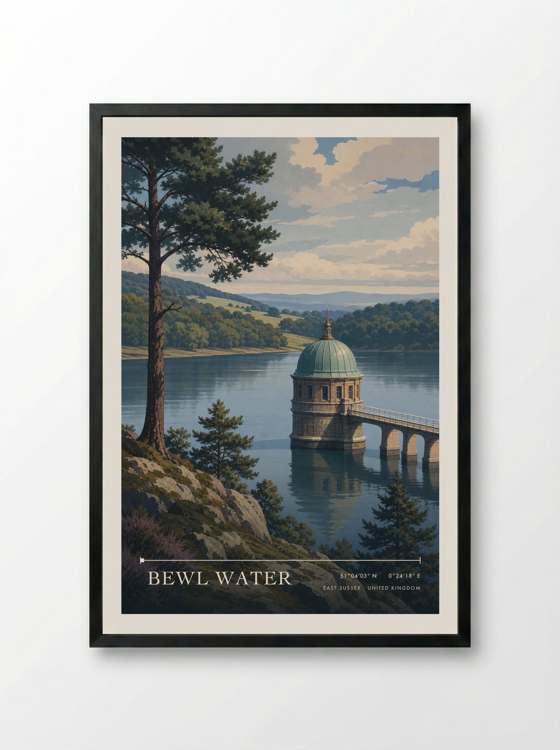 Bewl Water East Sussex United Kingdom Travel Poster - Framed Print Black