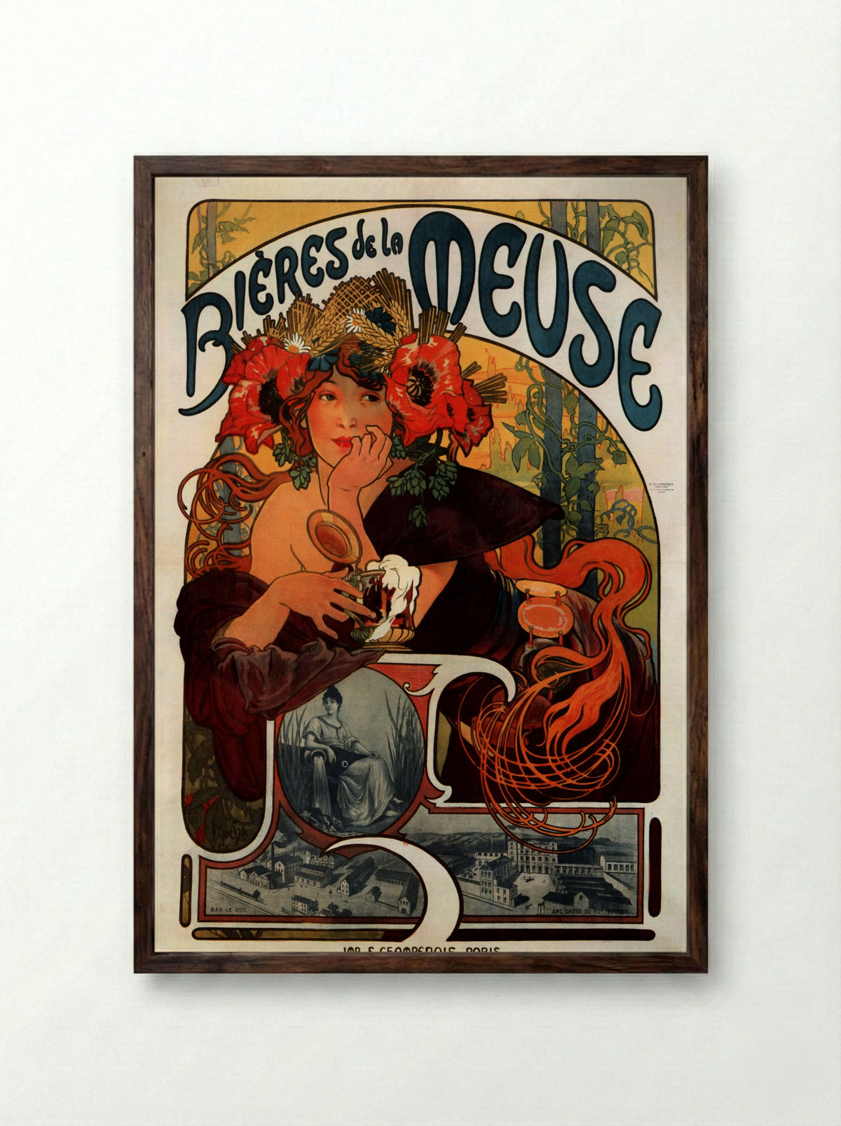 Bières de la Meuse - Alphonse Mucha - Framed Print Dark Wood