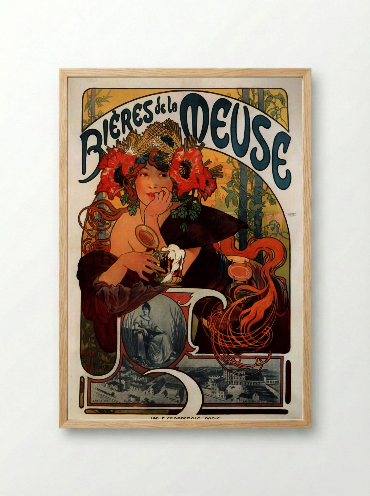 Bières de la Meuse - Alphonse Mucha - Framed Print Wood