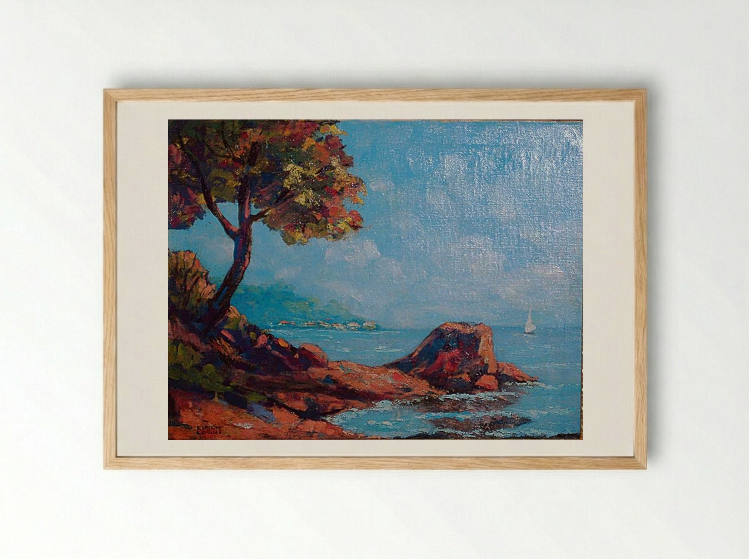 Biarritz Cliffs - Kimon Loghi - Framed Print Wood