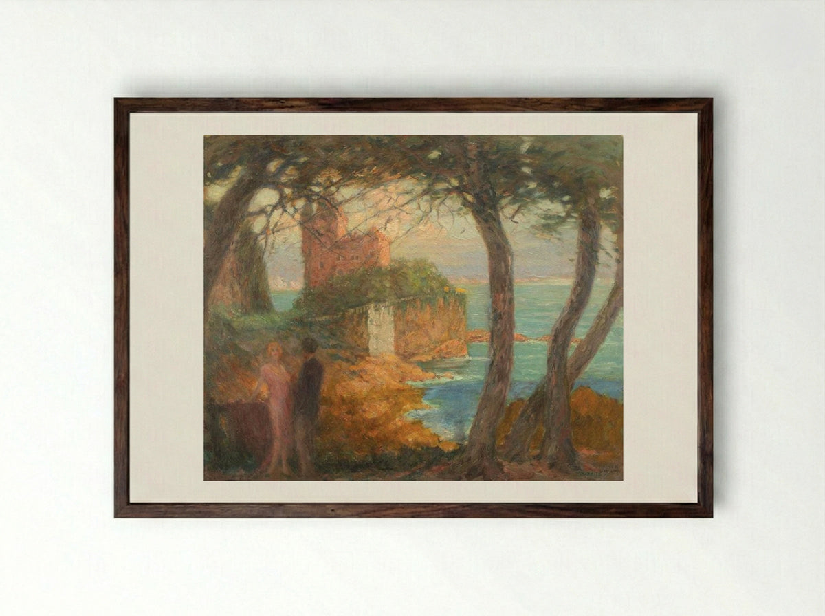 Biarritz Promenade - Kimon Loghi - Framed Print Dark Wood