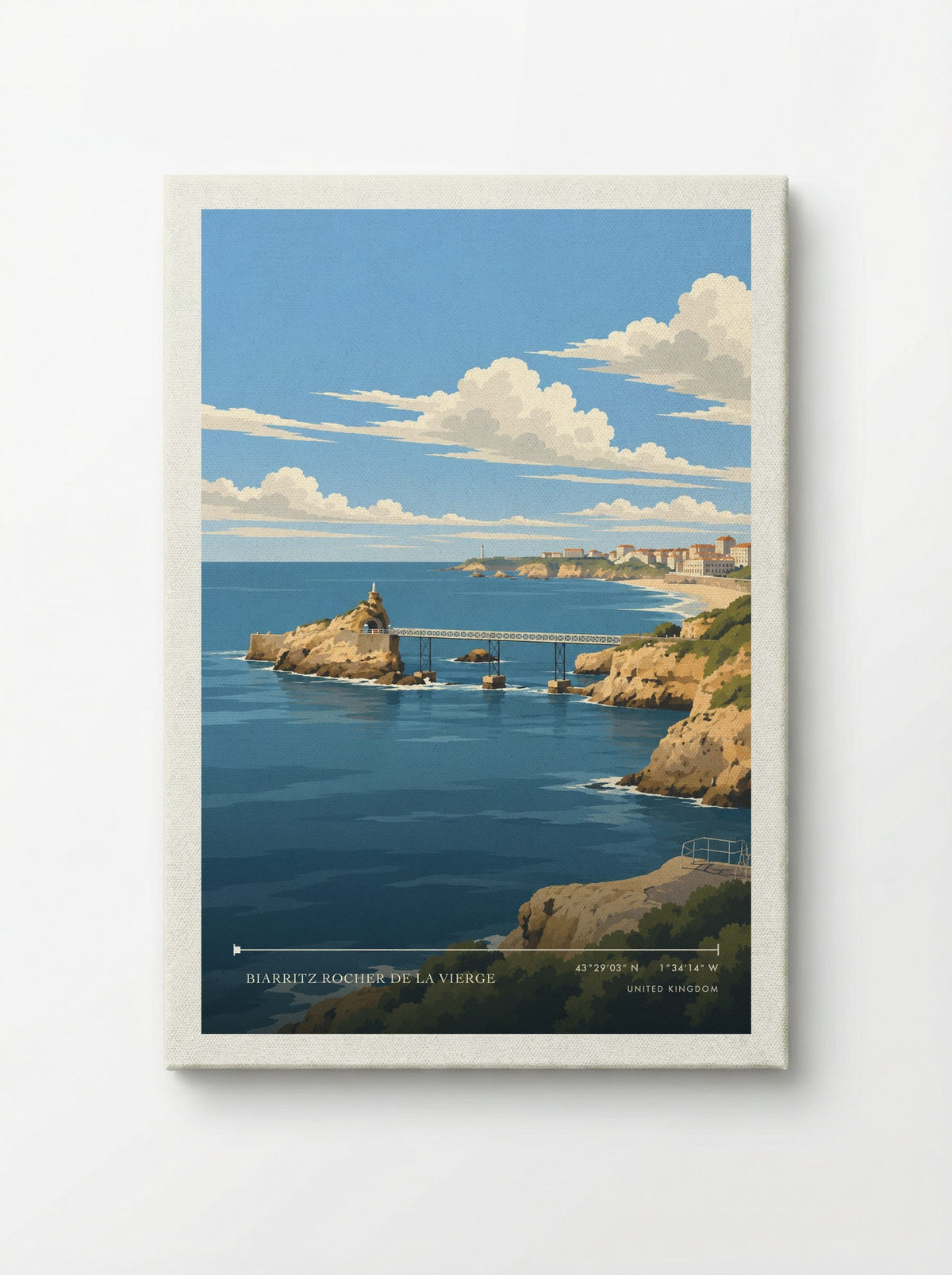 Biarritz Rocher de la Vierge Travel Poster Artwork | Travel Poster - Canvas