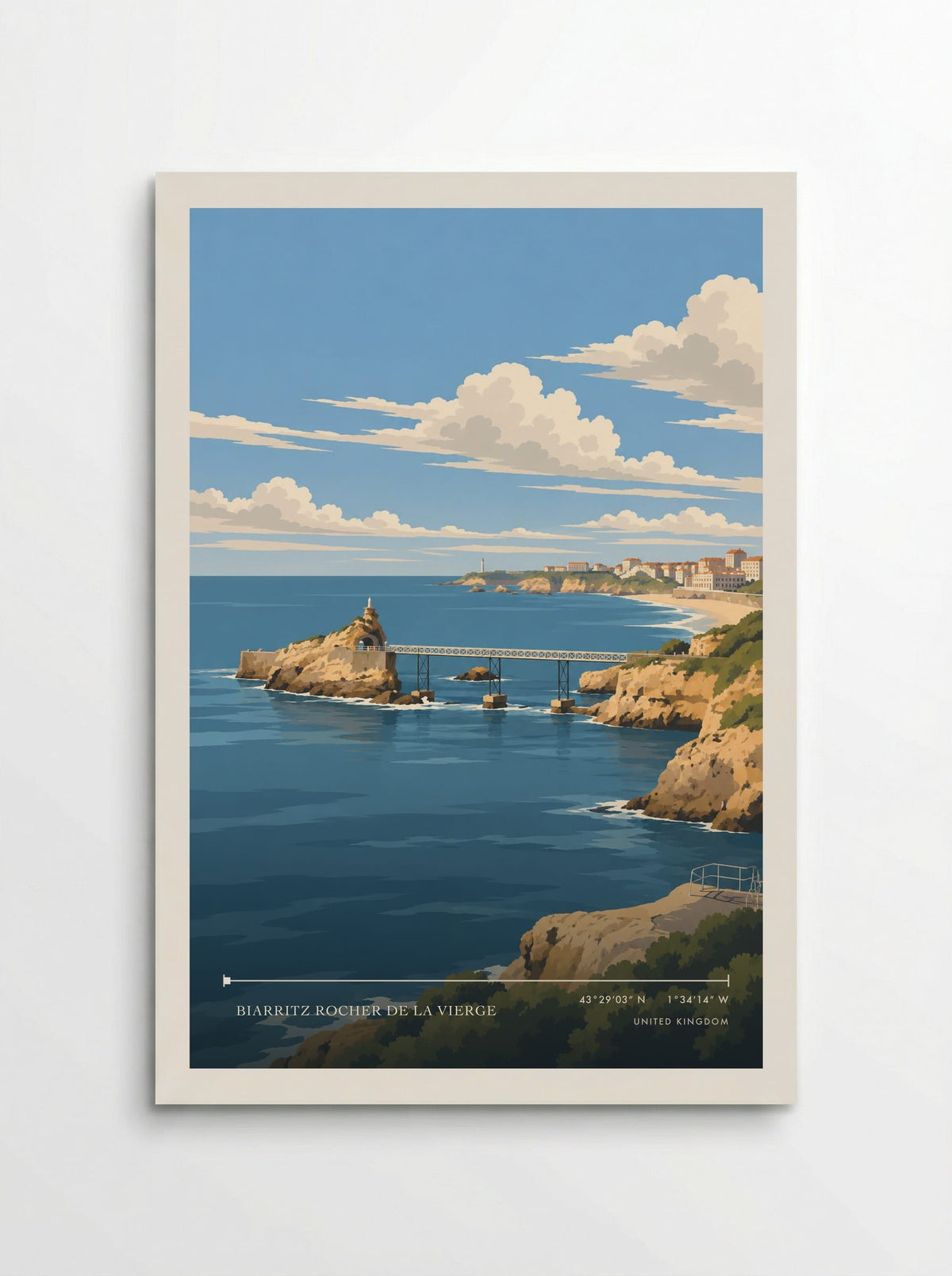 Biarritz Rocher de la Vierge Travel Poster Artwork | Travel Poster - Poster