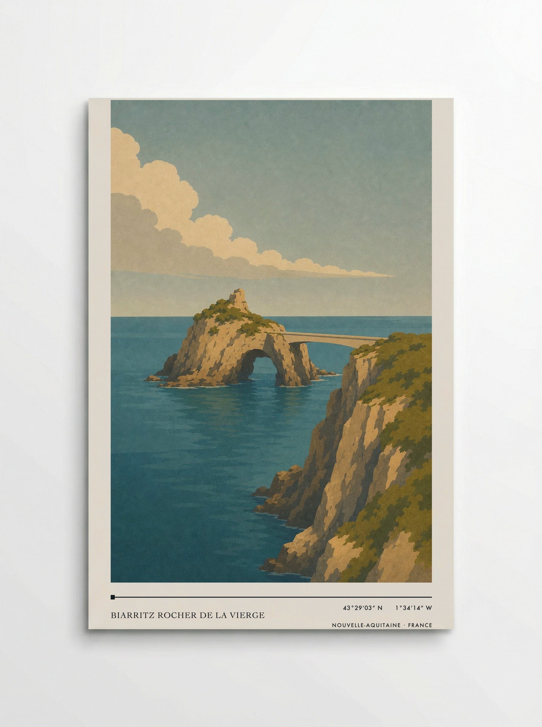 Biarritz Rocher de la Vierge Travel Poster Artwork - Poster