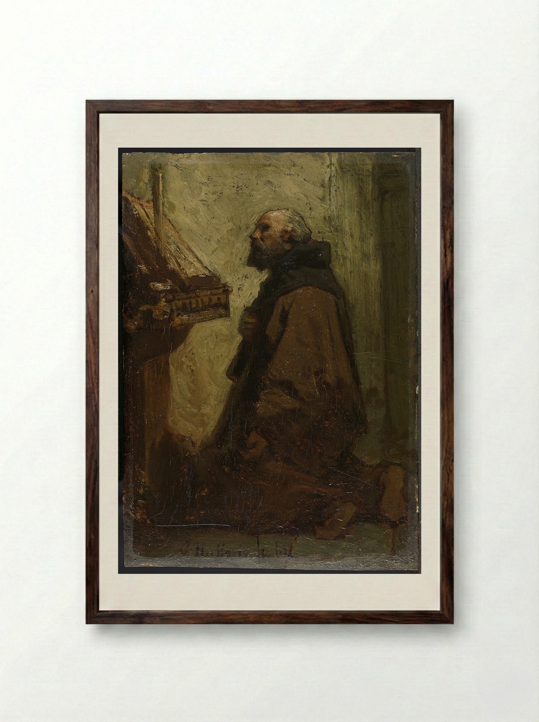 Biddende monnik (Praying Monk) - Jacob Maris - Framed Print Dark Wood