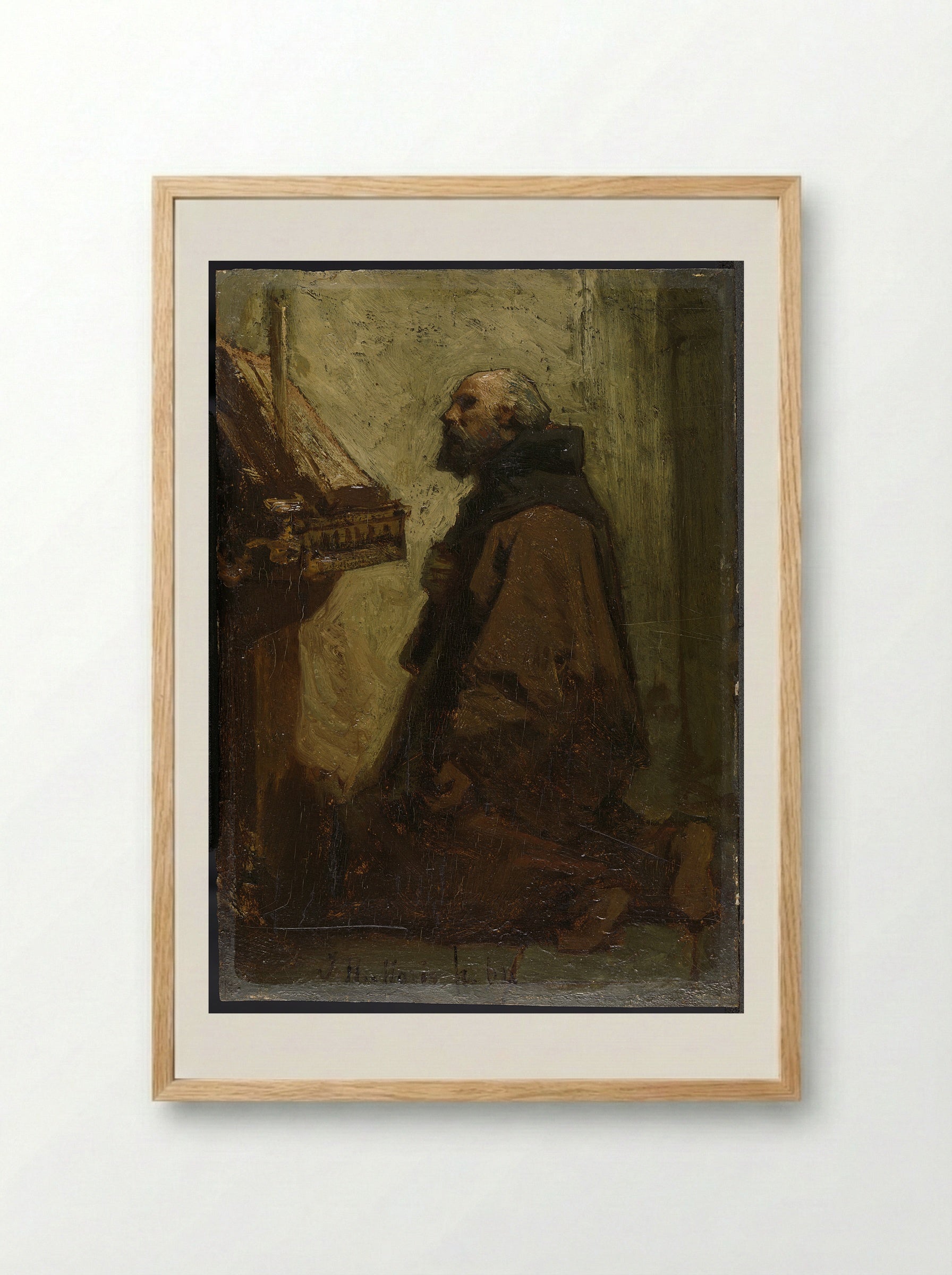 Biddende monnik (Praying Monk) - Jacob Maris - Framed Print Wood