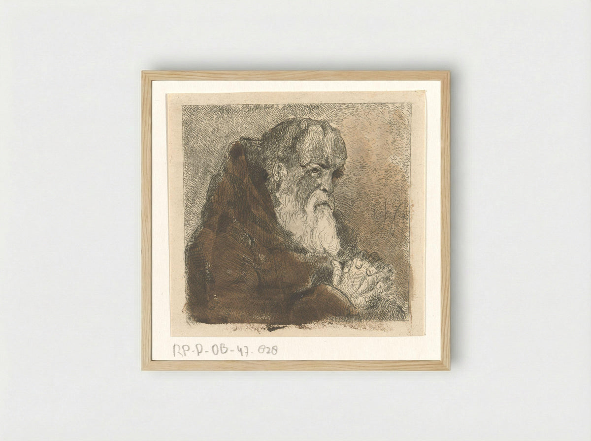 Biddende monnik (Praying Monk) - Jan Karel Jacob de Jonge - Framed Print Wood
