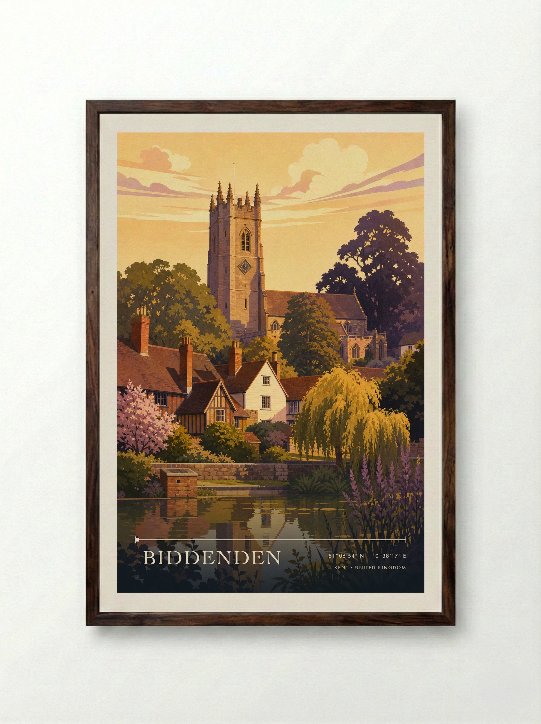 Biddenden Kent United Kingdom Travel Poster - Framed Print Dark Wood