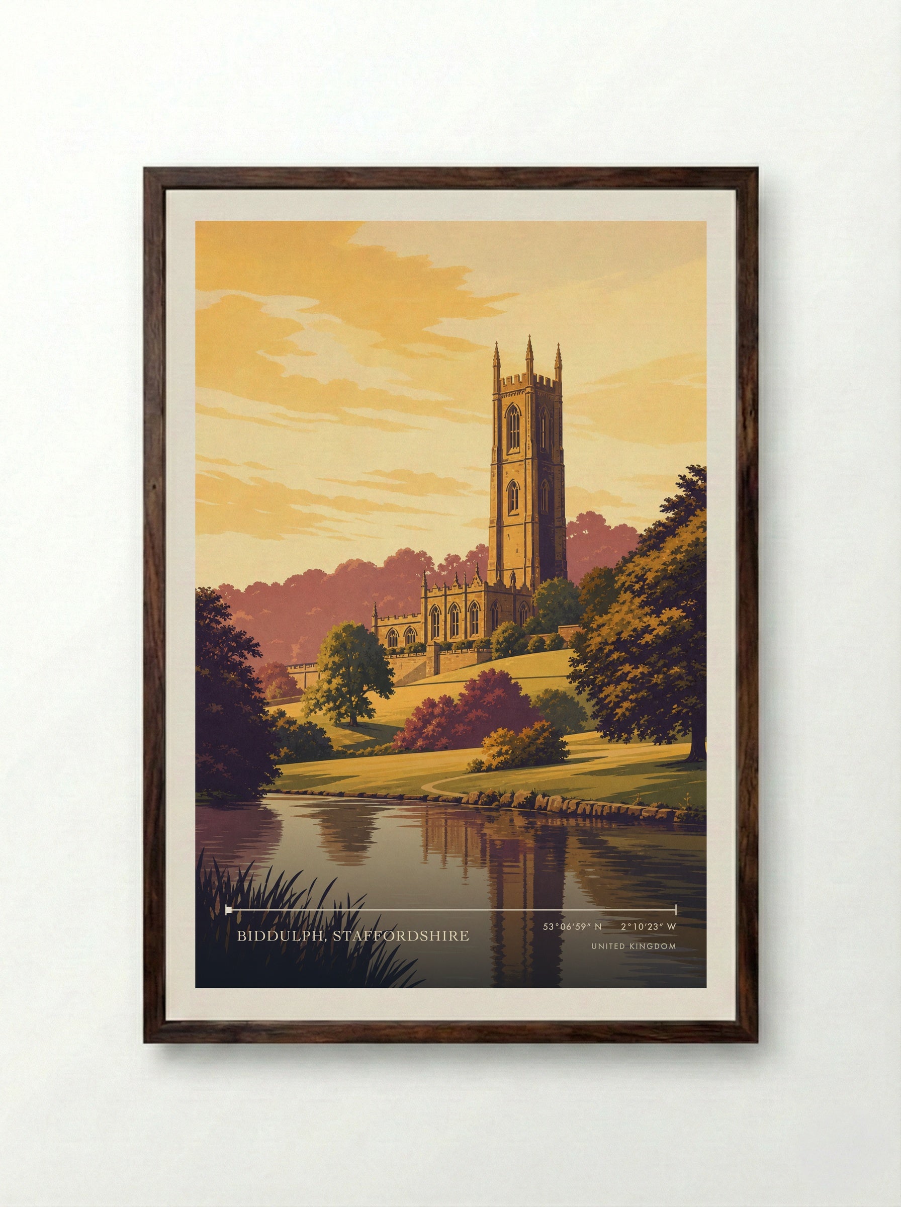Biddulph, Staffordshire United Kingdom Travel Poster - Framed Print Dark Wood