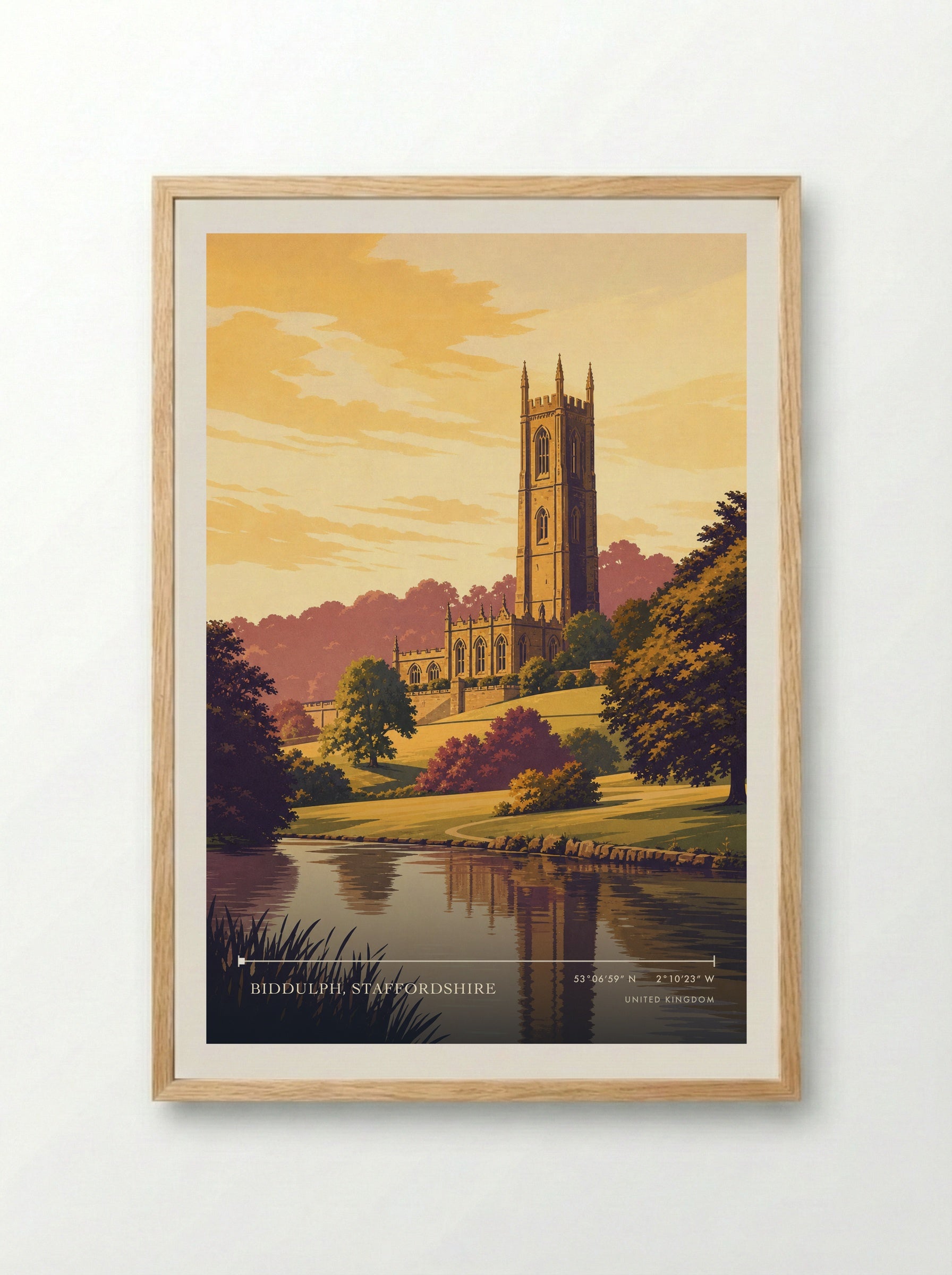 Biddulph, Staffordshire United Kingdom Travel Poster - Framed Print Wood