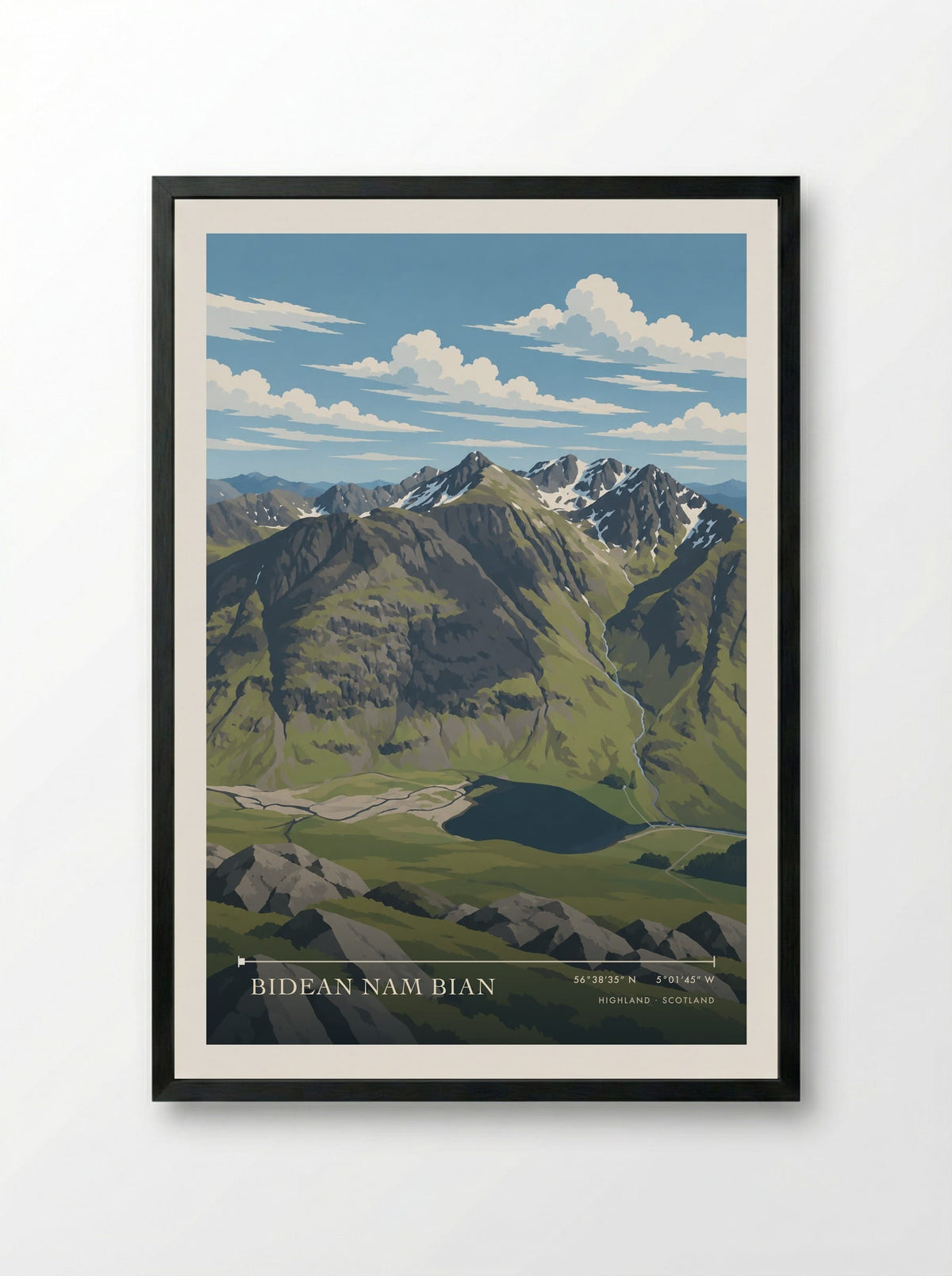 Bidean nam Bian, Highland | Travel Poster - Framed Print Black