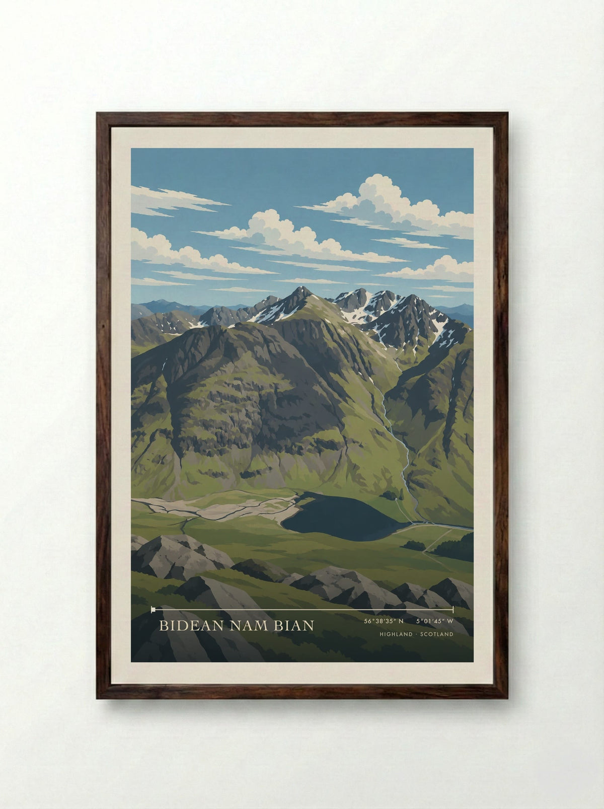 Bidean nam Bian, Highland | Travel Poster - Framed Print Dark Wood