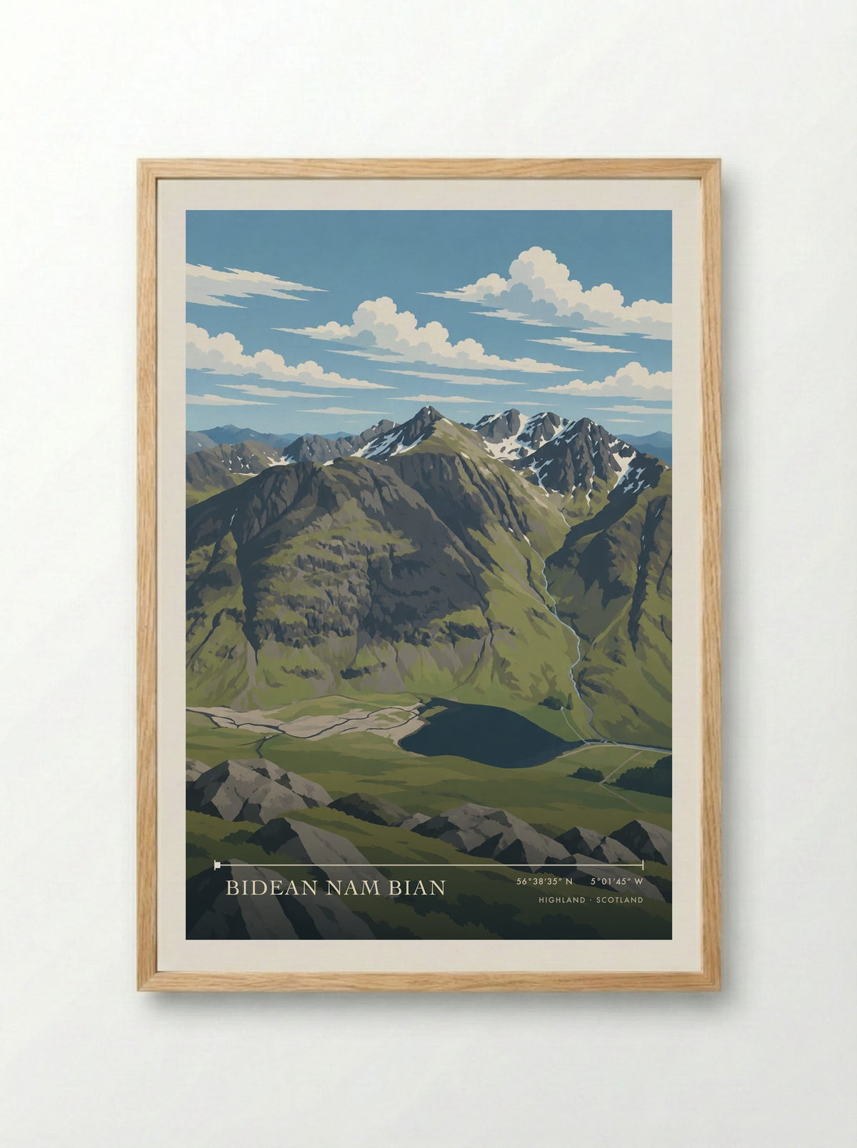 Bidean nam Bian, Highland | Travel Poster - Framed Print Wood