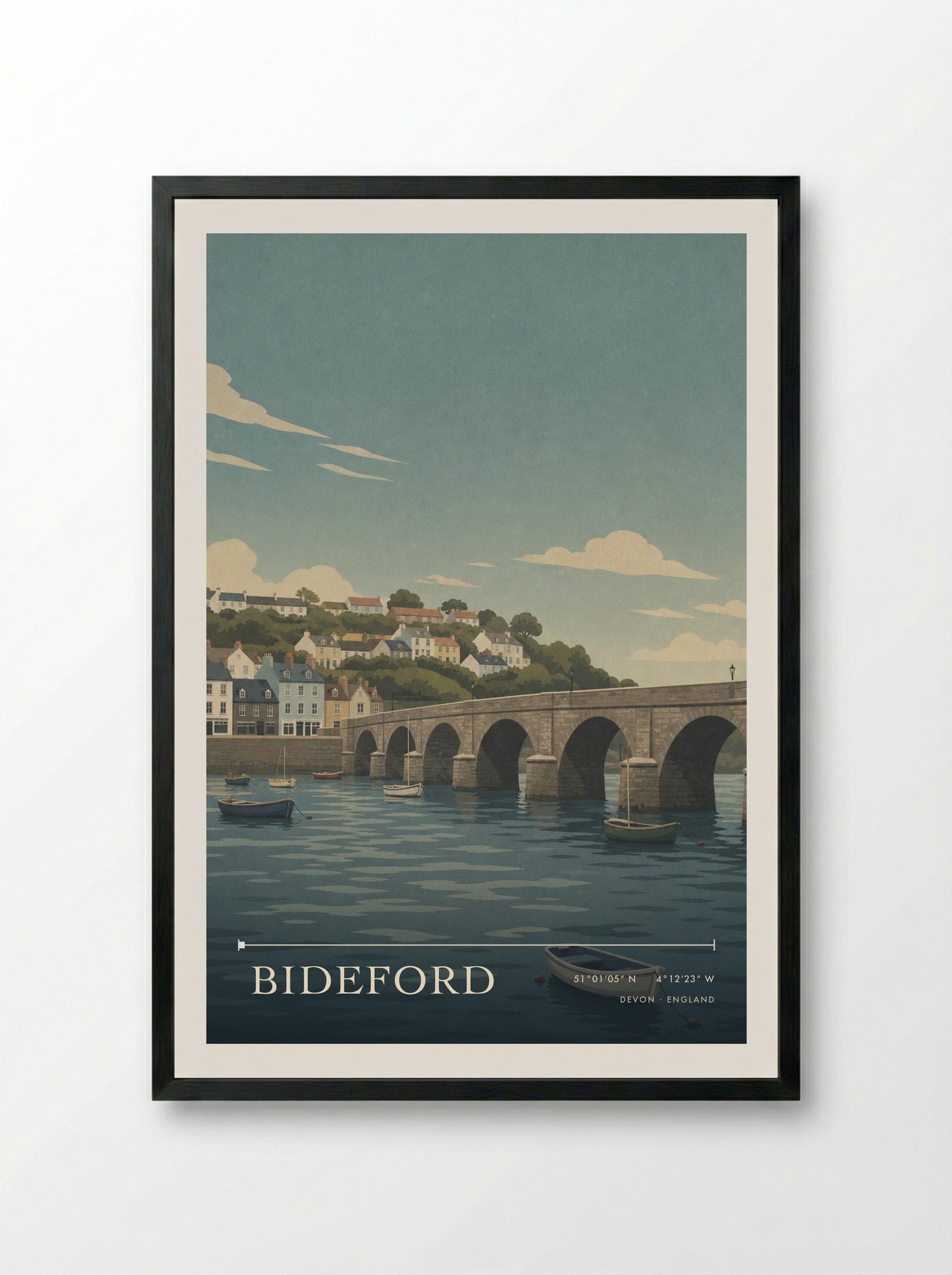 Bideford Devon England Travel Poster - Framed Print Black