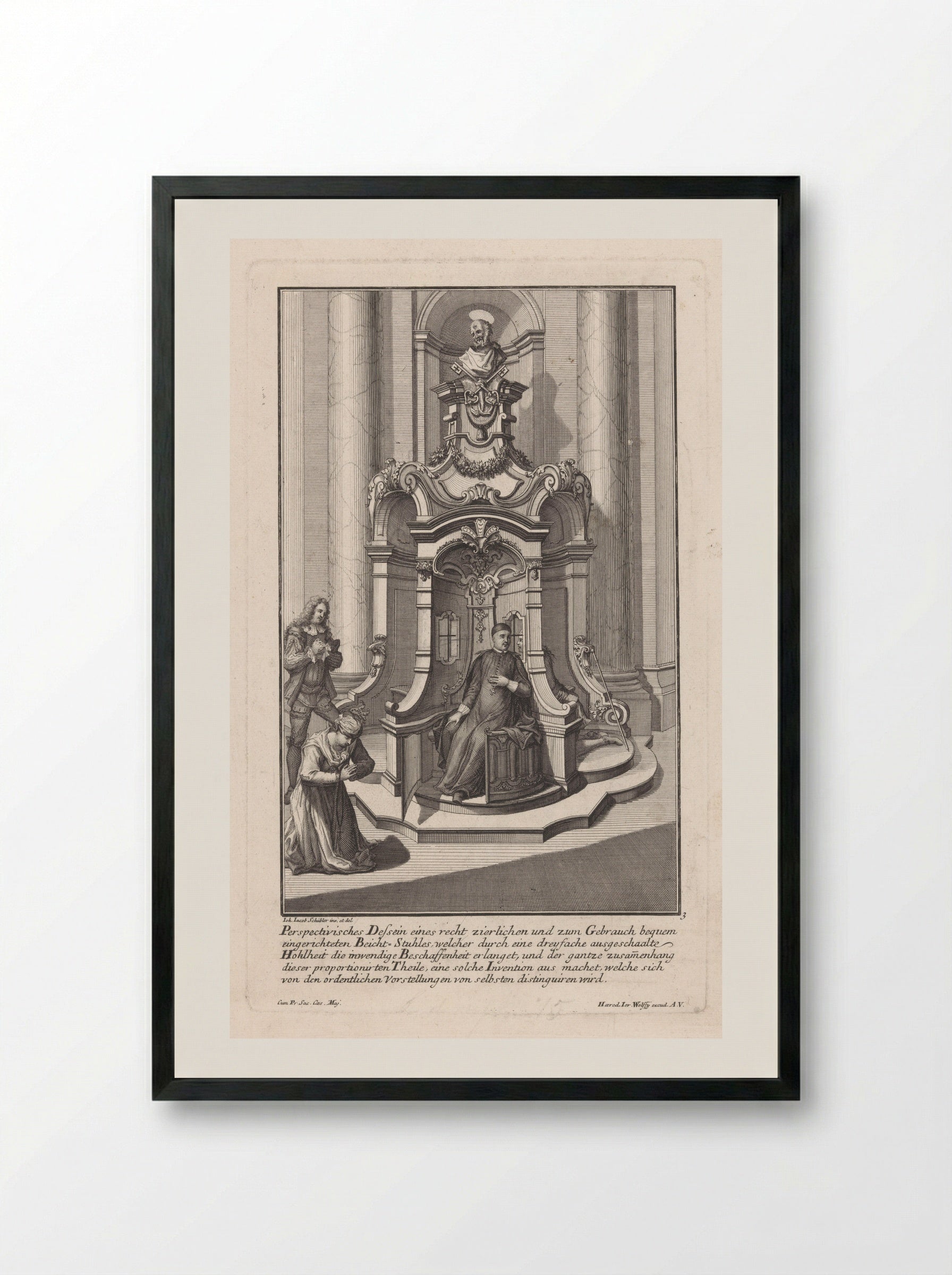 Biechtstoel met Petrus - Georg Lichtensteger - Framed Print Black