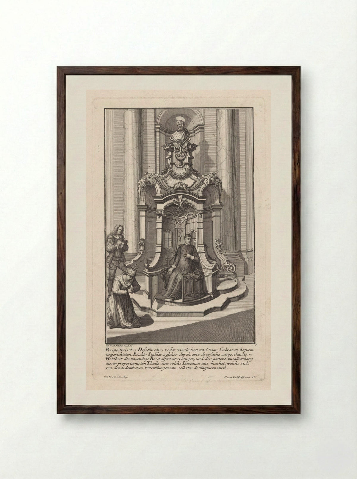 Biechtstoel met Petrus - Georg Lichtensteger - Framed Print Dark Wood